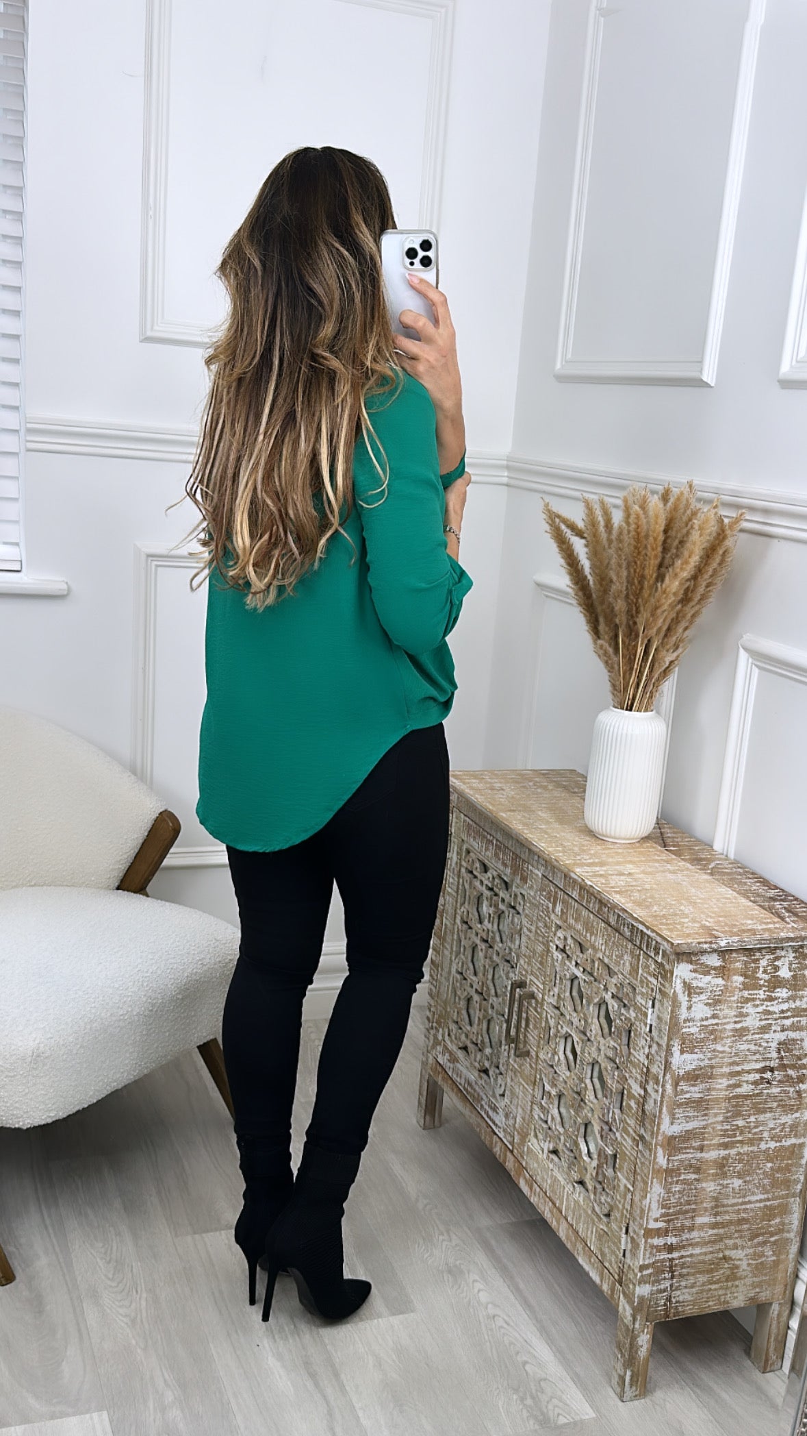 Darcy Shamrock Green Wrap Blouse