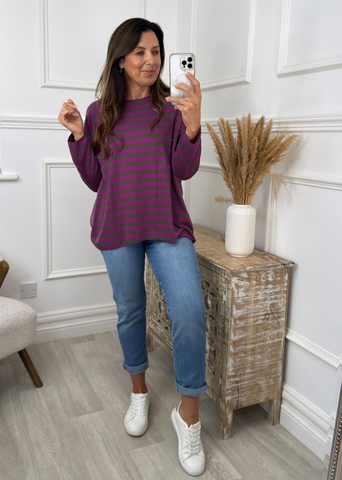 Viola Purple and Grey Striped Top