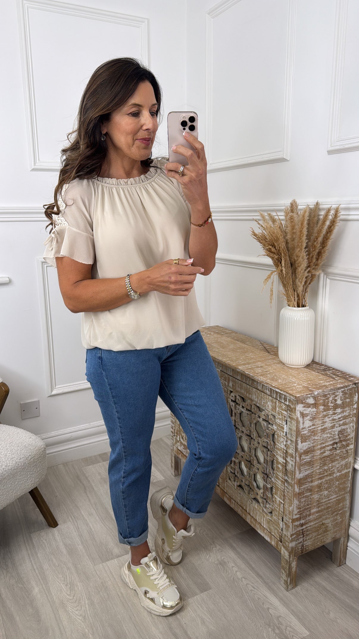 Eimear Cream Ruffle Neck Blouse