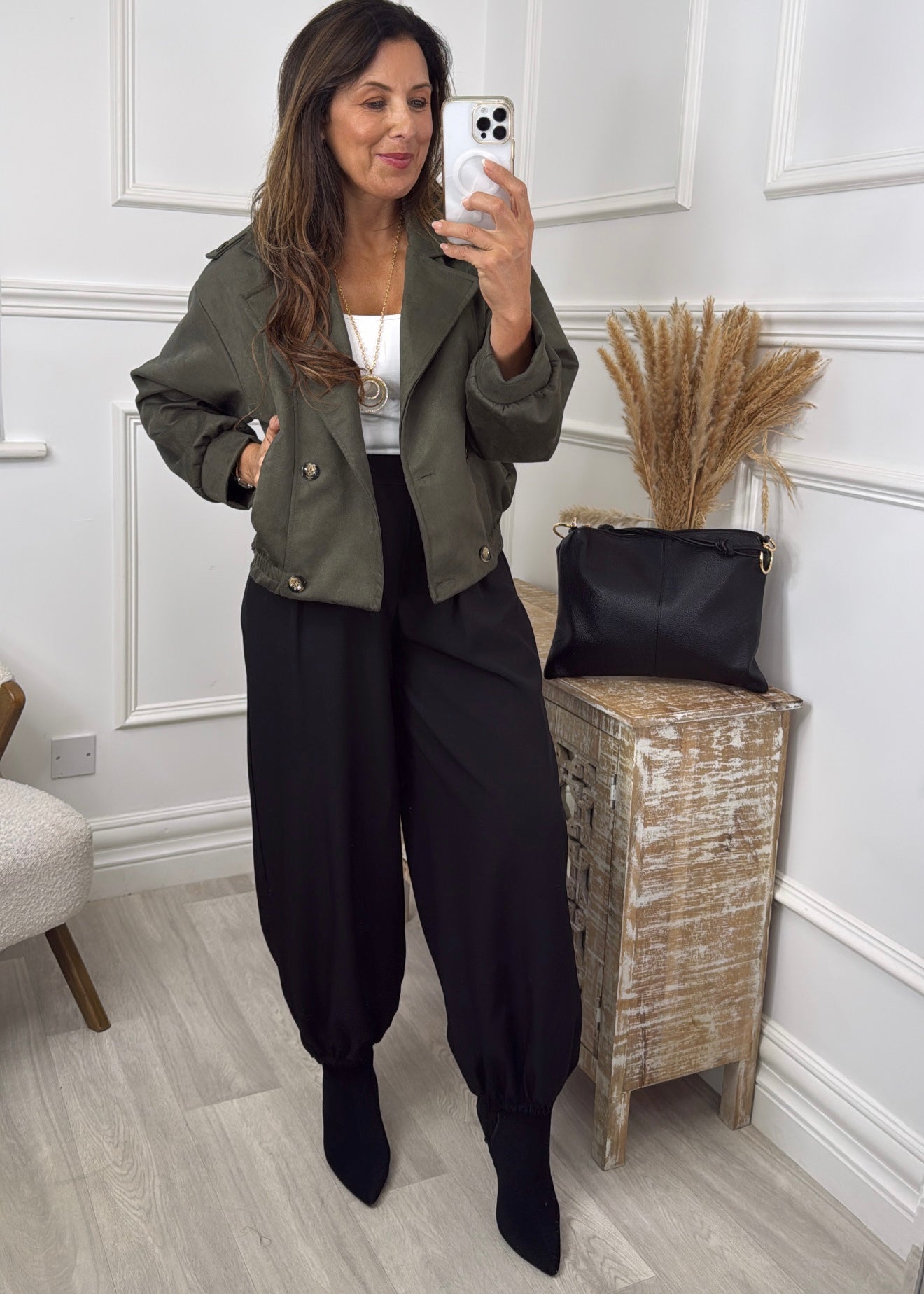 Charlotte Khaki Suedette Jacket