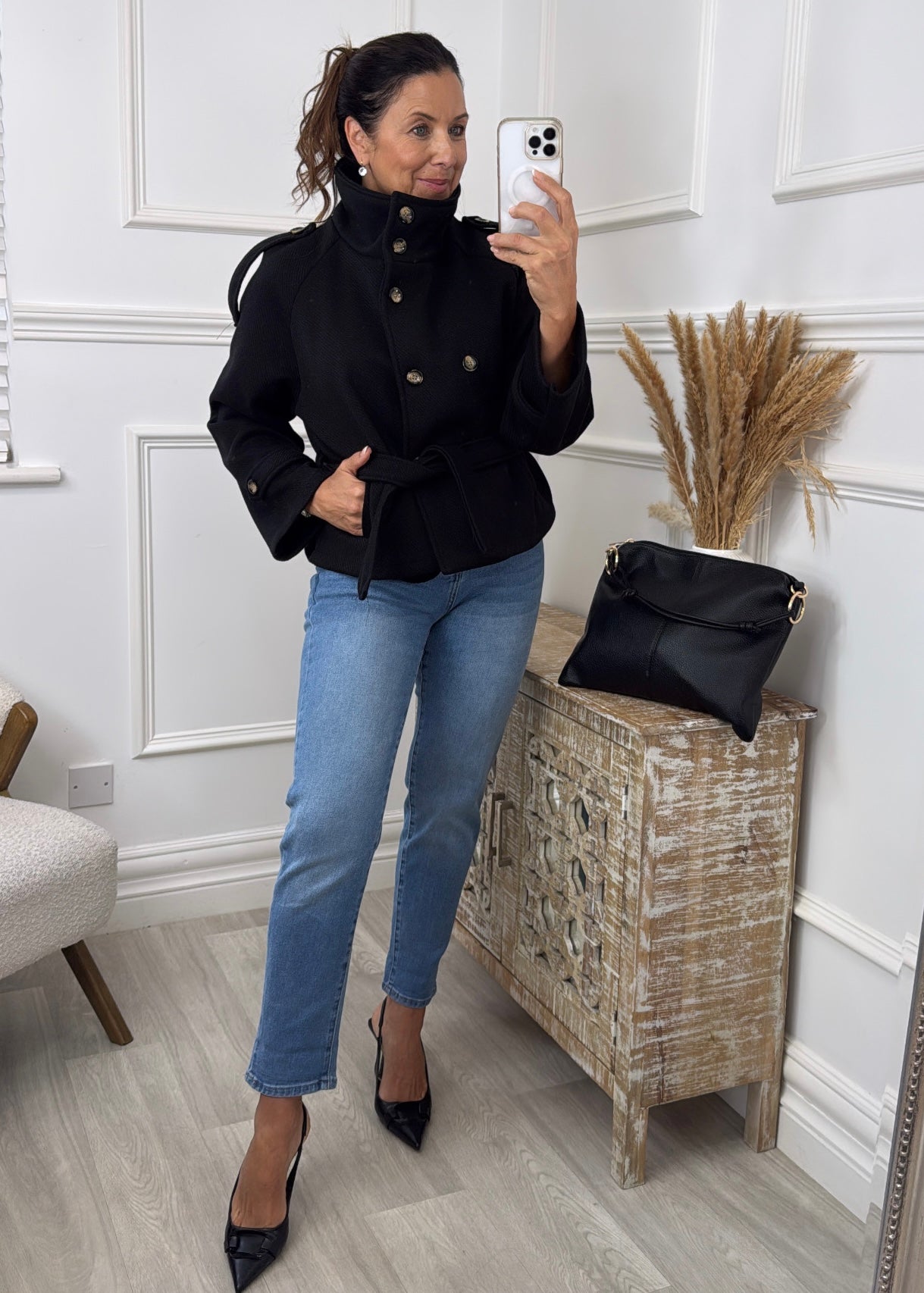 Roisin Black Jacket With Buttons