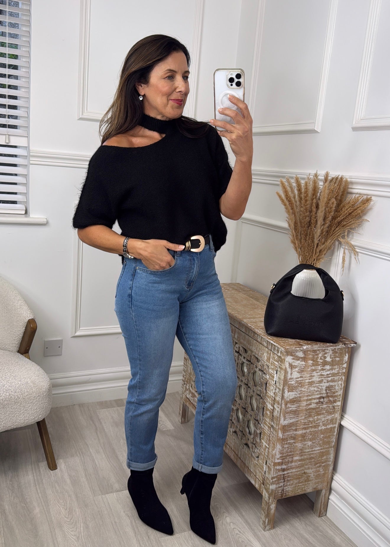 Giovanna Black High Neck Knit