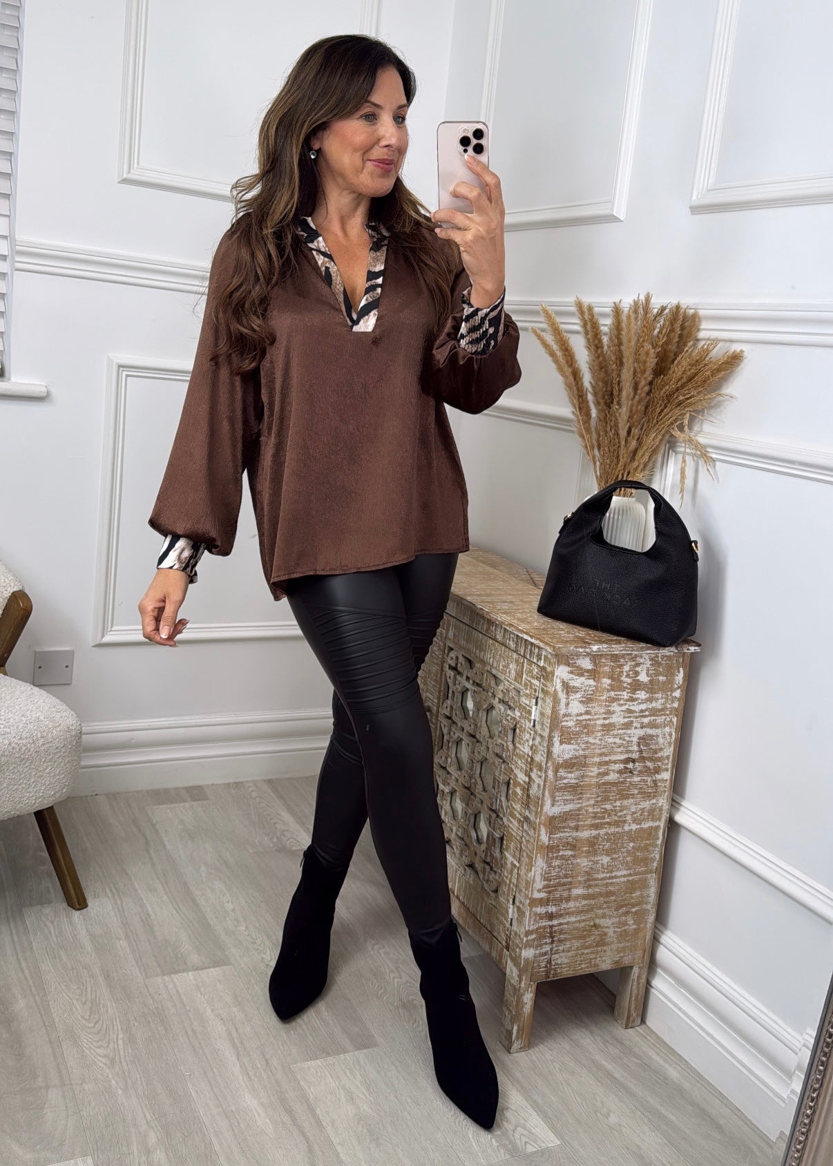 Sunnie Brown Zebra Trim Top