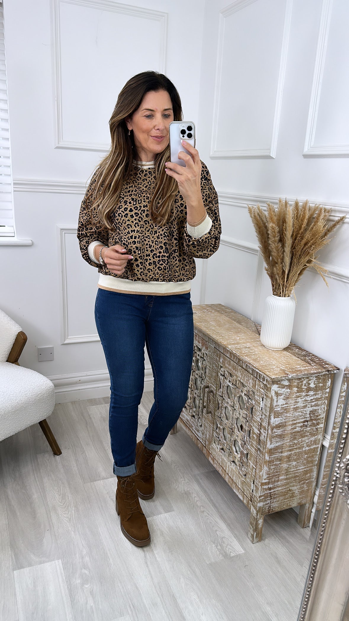Tallulah Camel Animal Print Sweatshirt