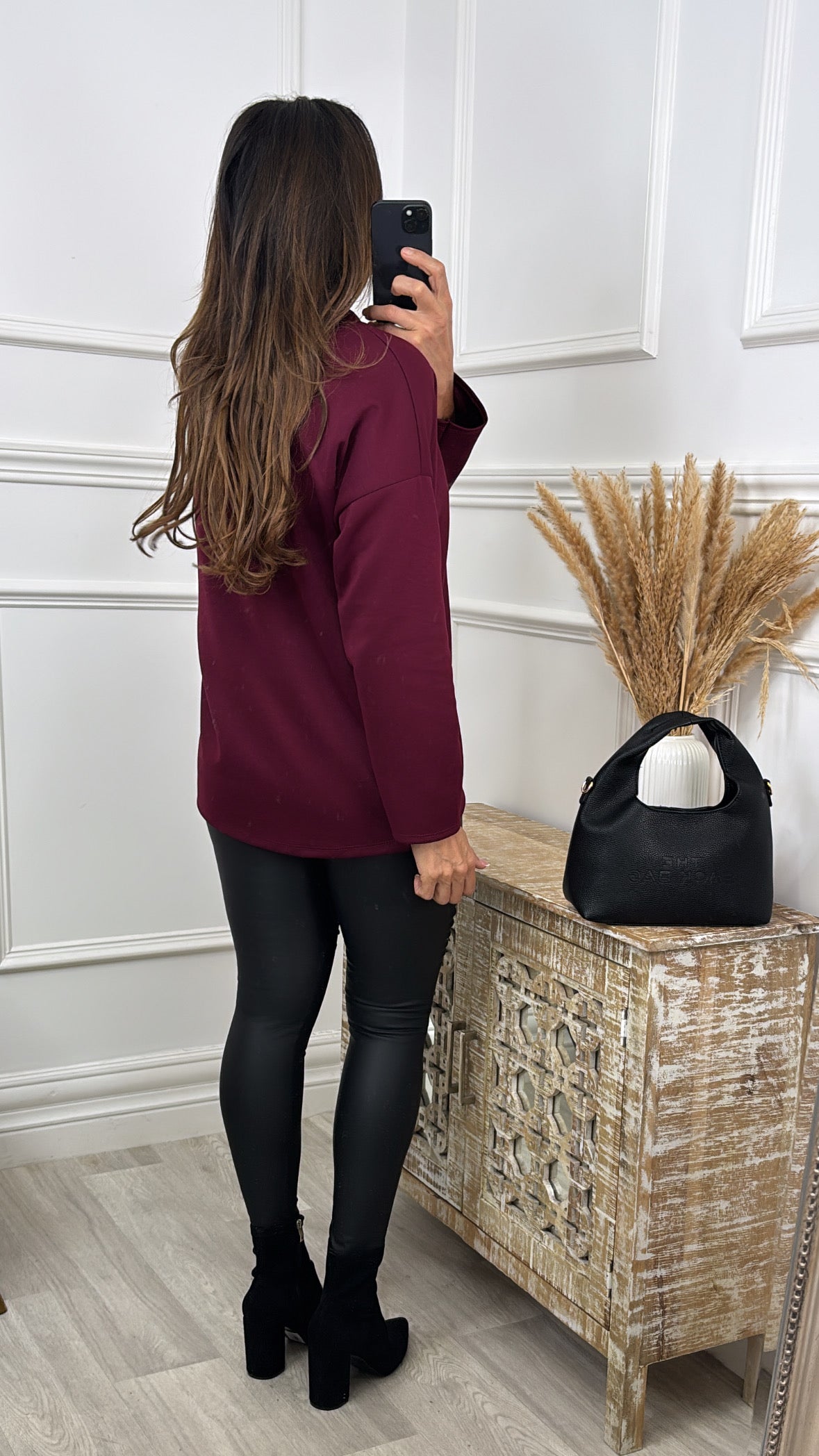 Laure Wine Longline Necklace Top