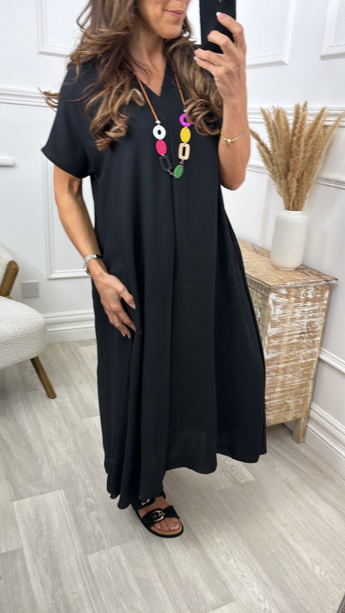 Nuala Black Swing Maxi Dress