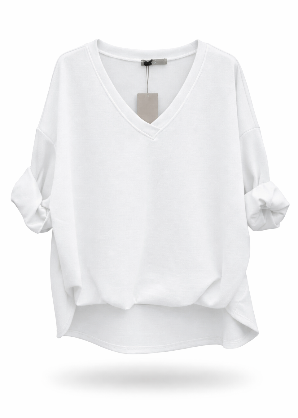 Georgette Cream V Neck Top
