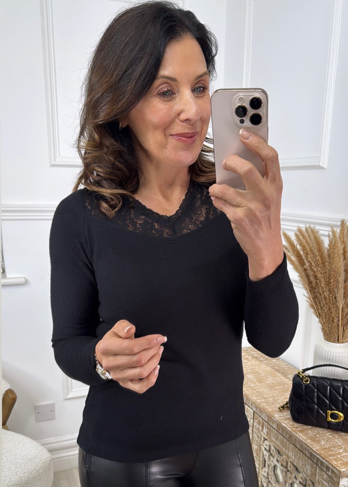 Liza Black Lace Detailed Top