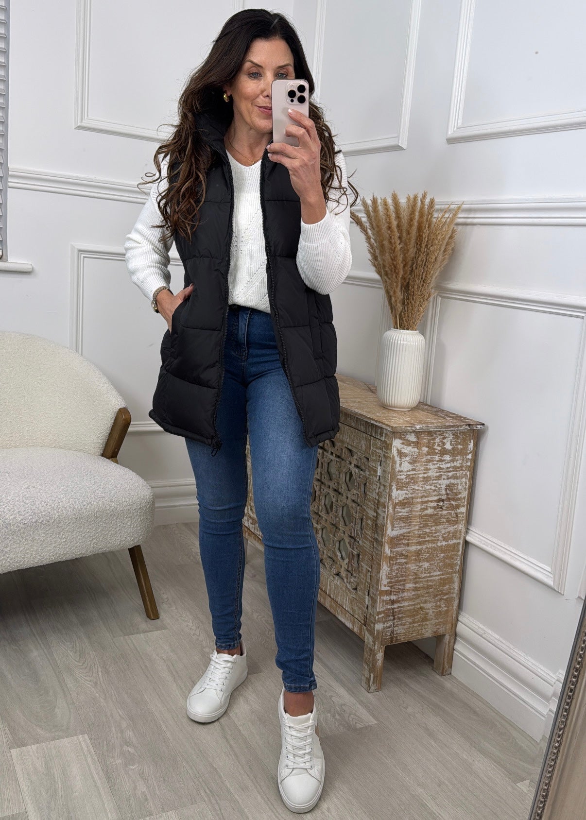 Lona Black Toggle Waist Puffer Gilet