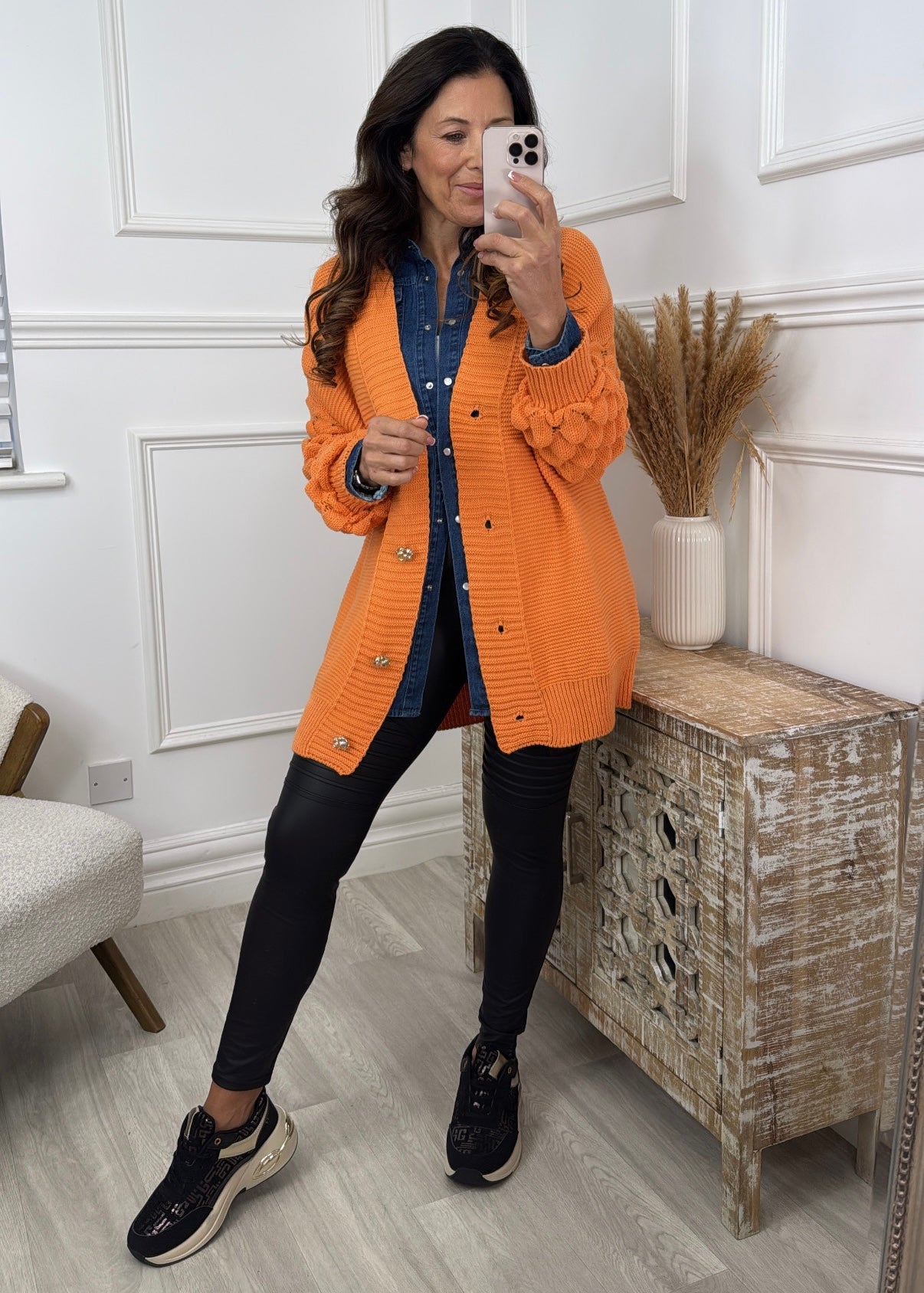 Blair Orange Bubble Sleeve Cardigan