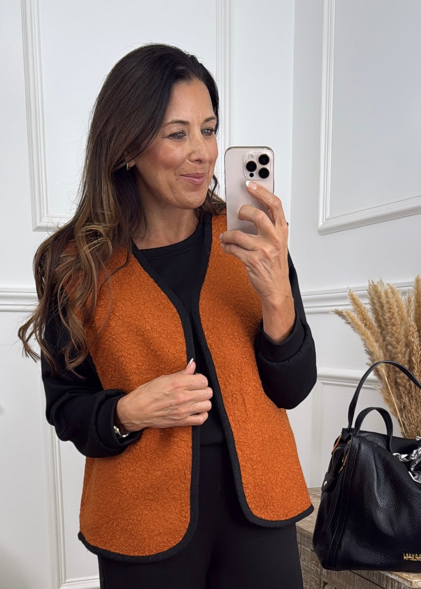 Eilis Terracotta Piping Detail Vest