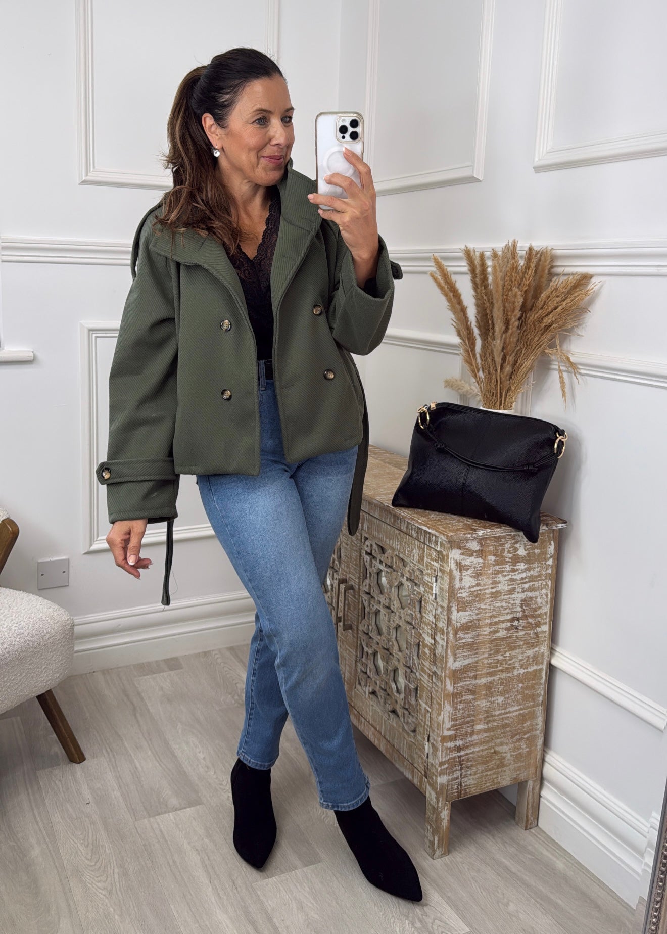 Roisin Khaki Jacket With  Buttons