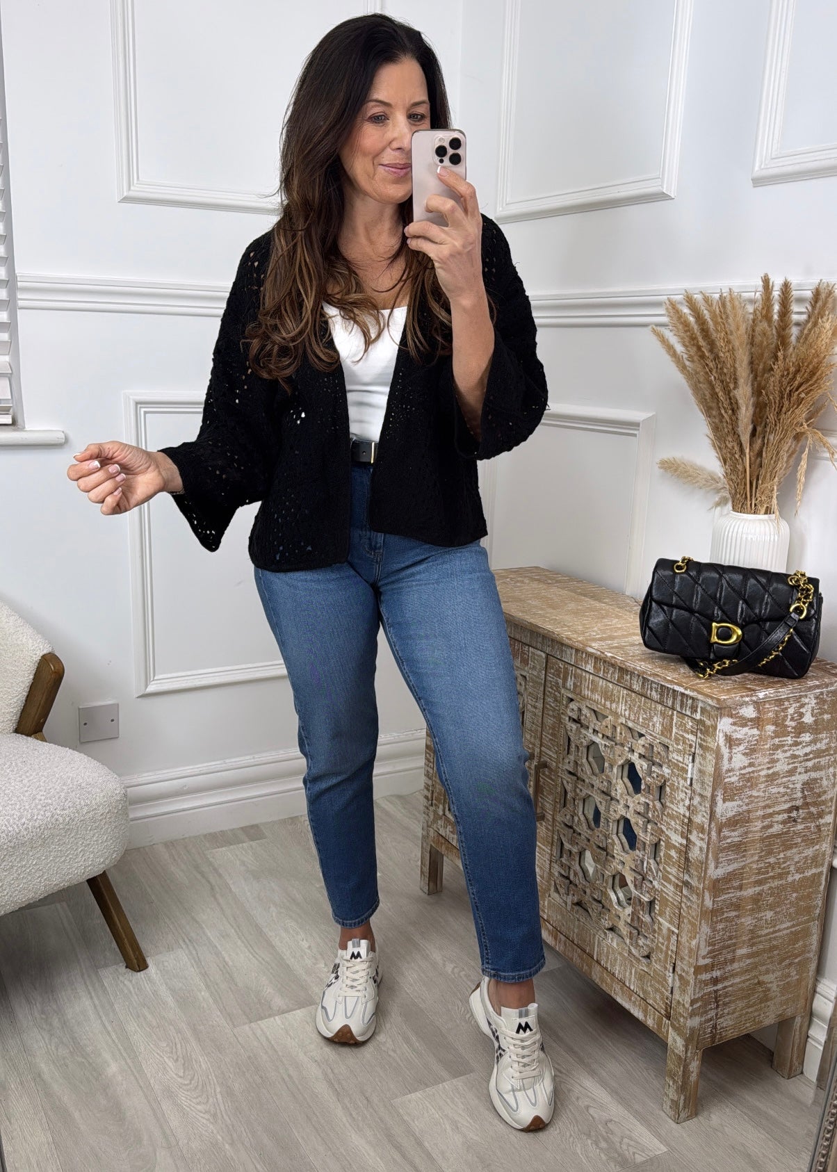 Vienna Black Crochet Knit Cardigan