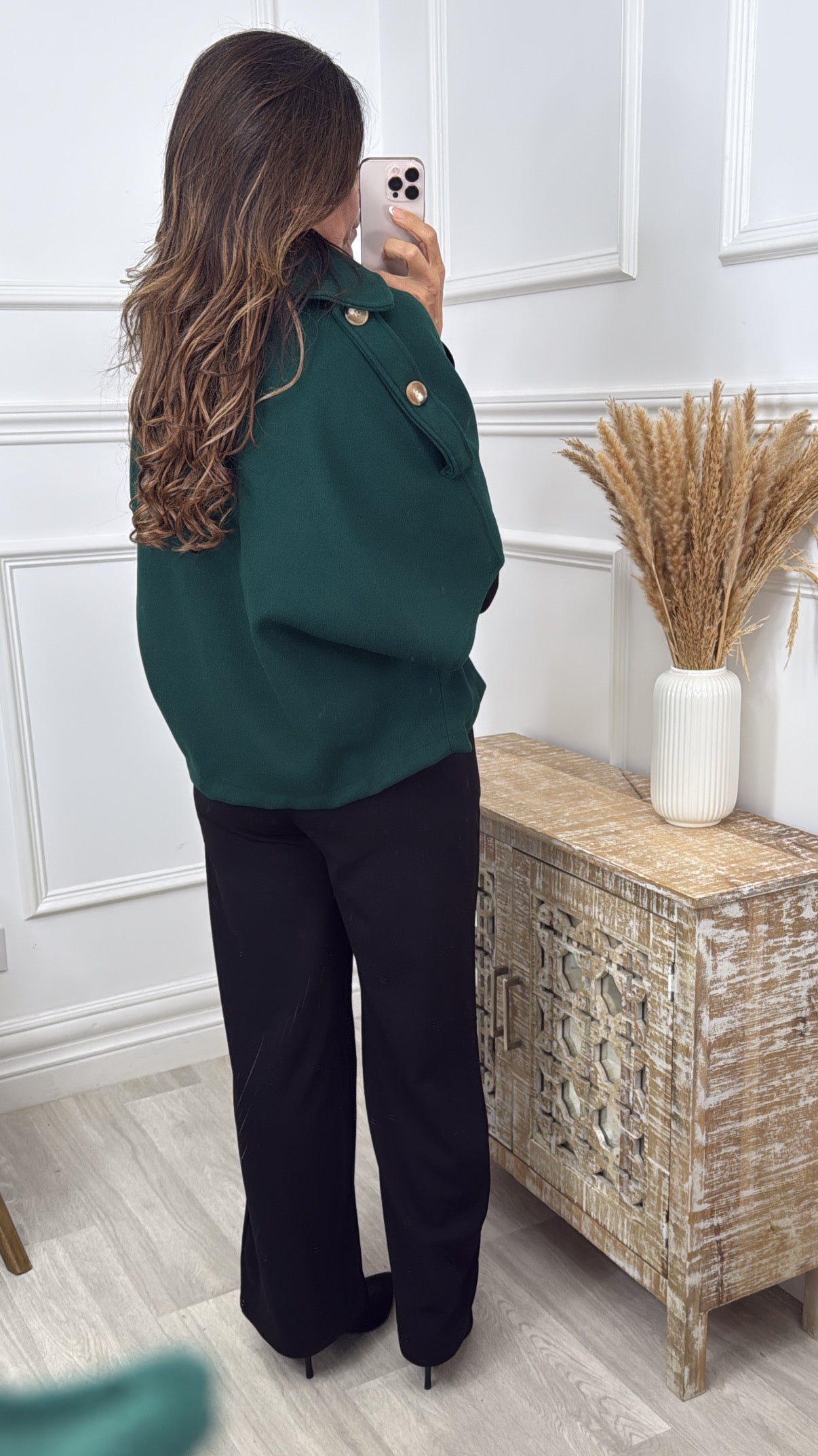 Suzette Green Notch Lapel Cape