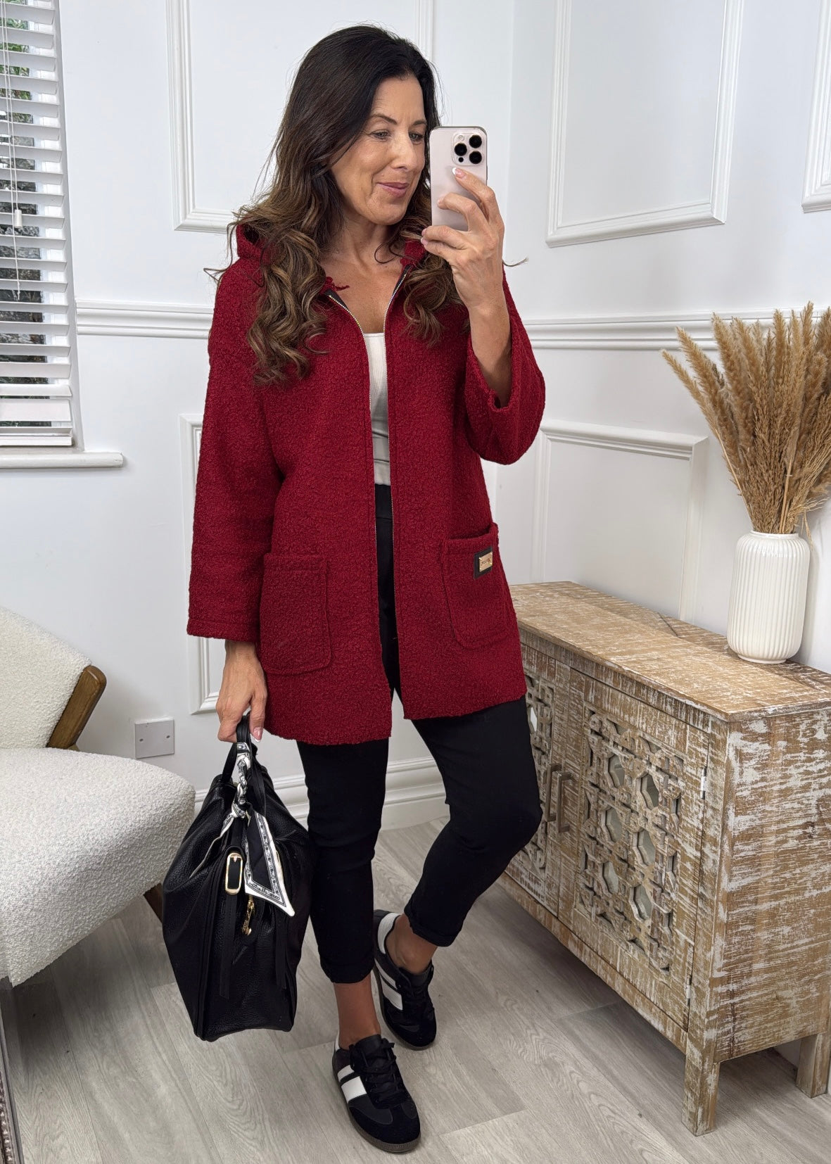 Kylie Wine Hooded Coatigan