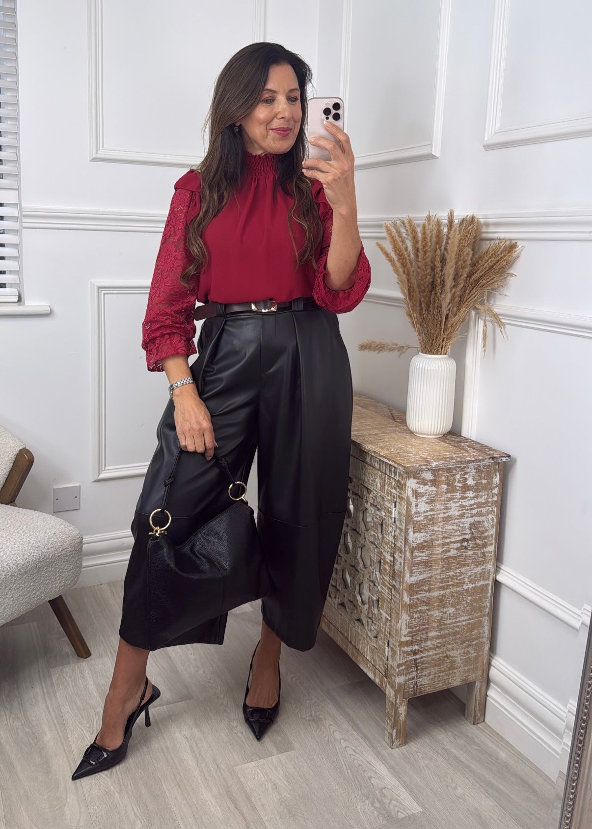Abby Wine High Neck Top