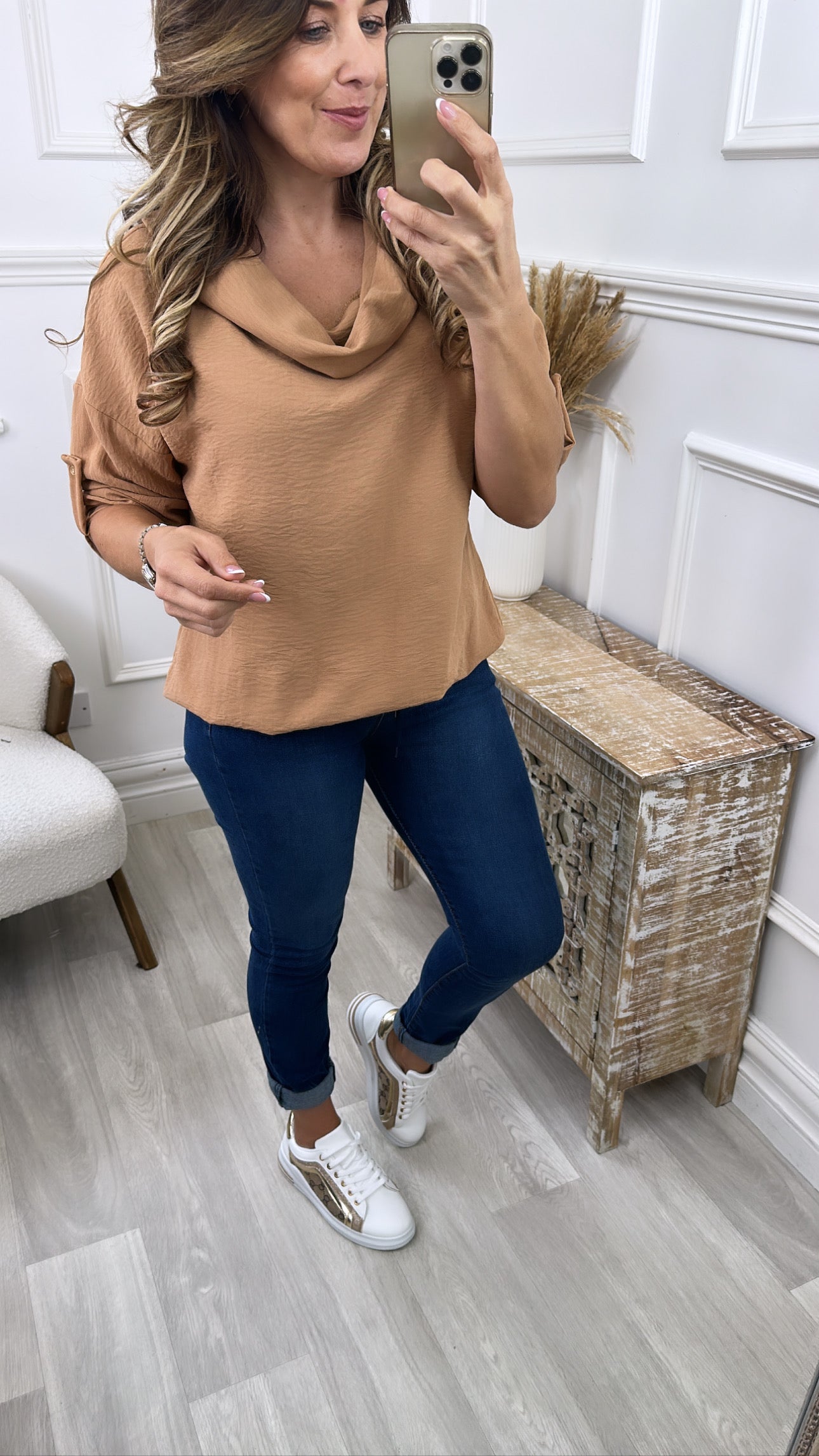 Silvy Camel Snood Neck Tunic