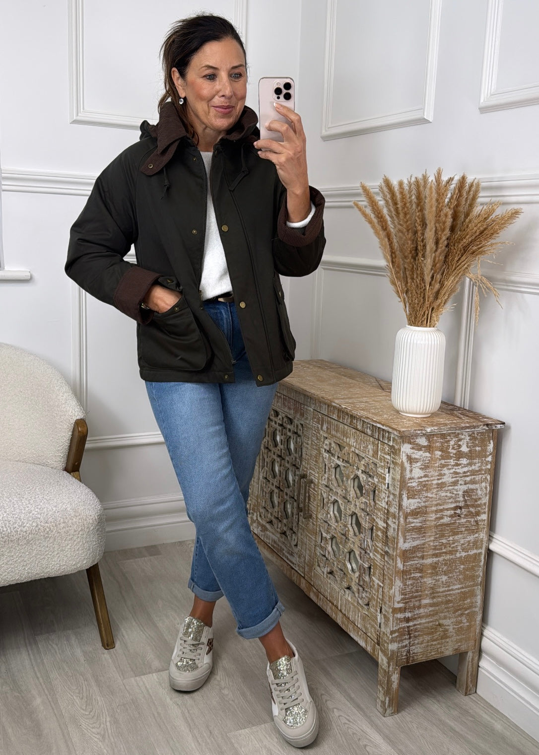 Suranne Khaki Quilted Jacket