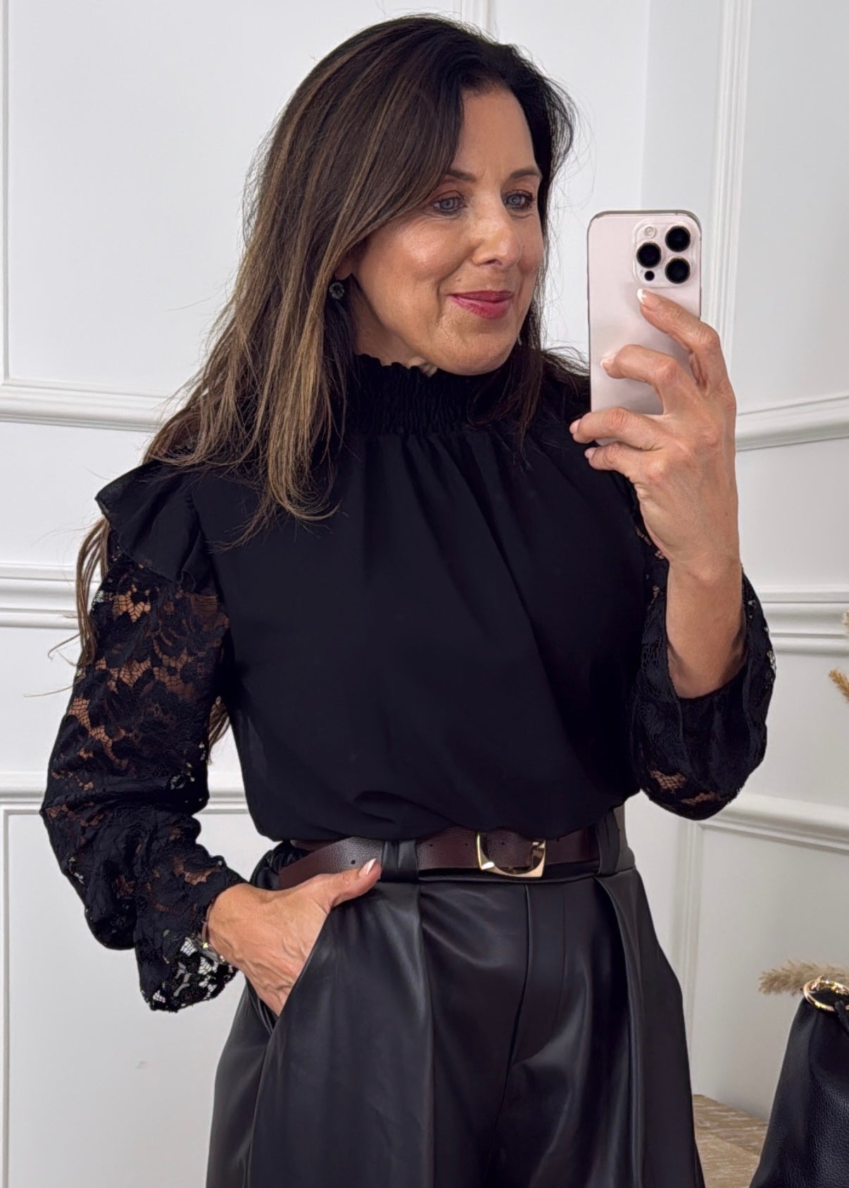 Abby Black High Neck Top