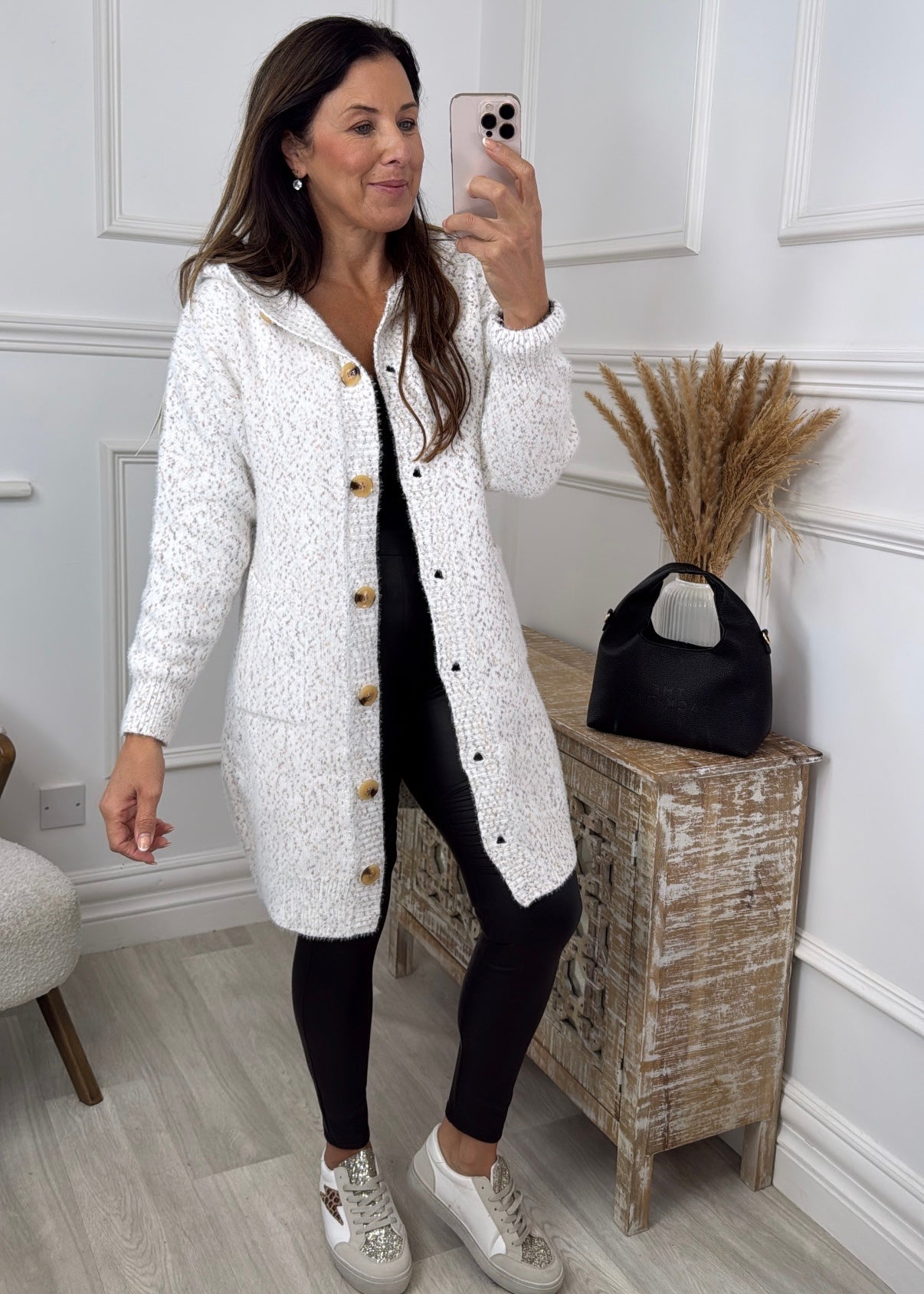 Harper Beige Button Cardigan