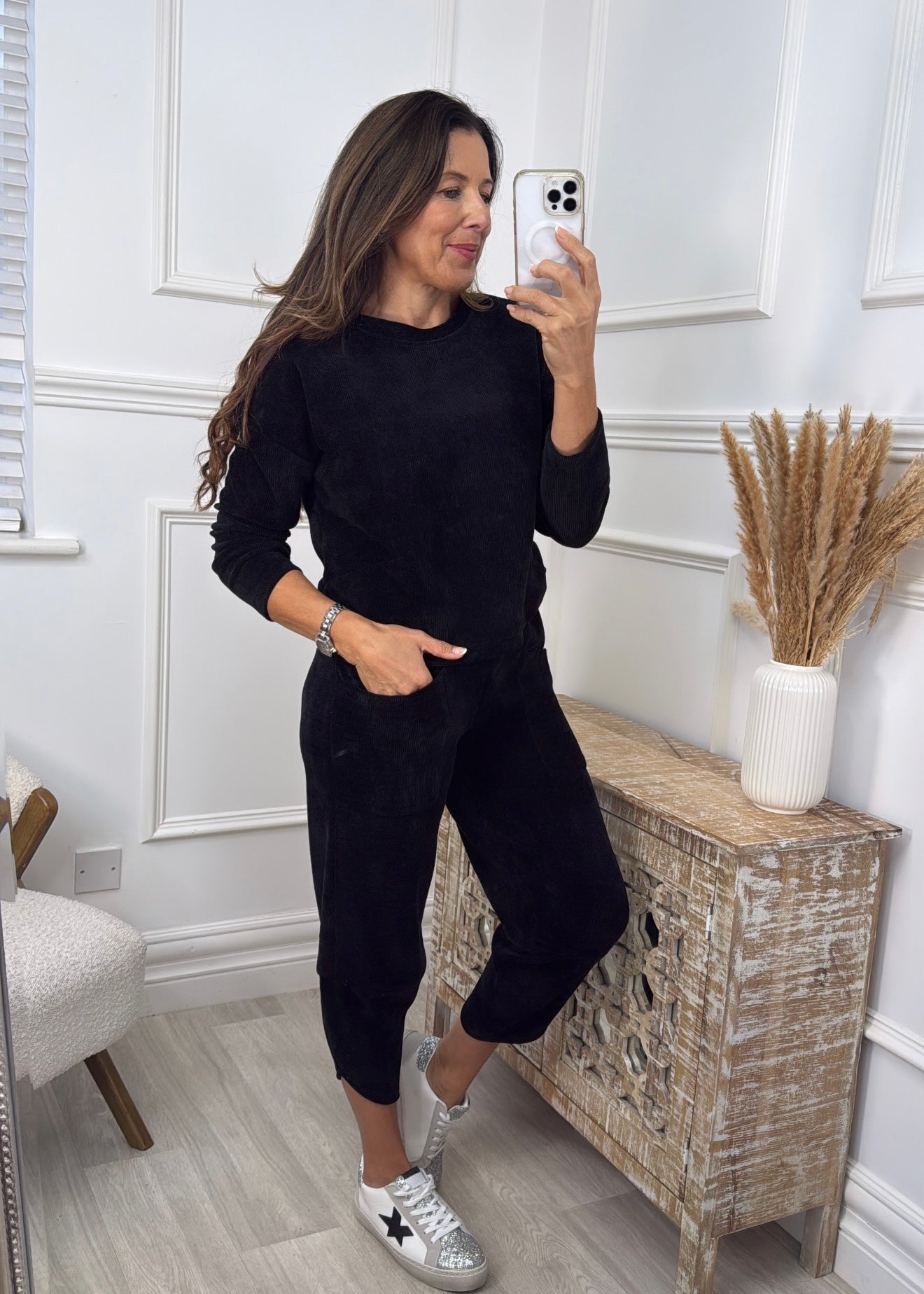 Vogue Black Ribbed Tracksuit