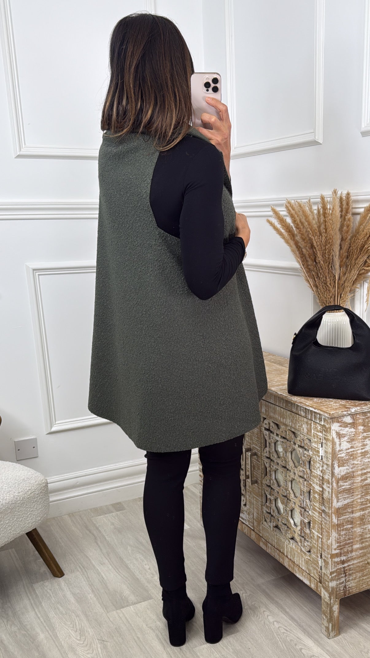 Zara Khaki Waterfall Waistcoat