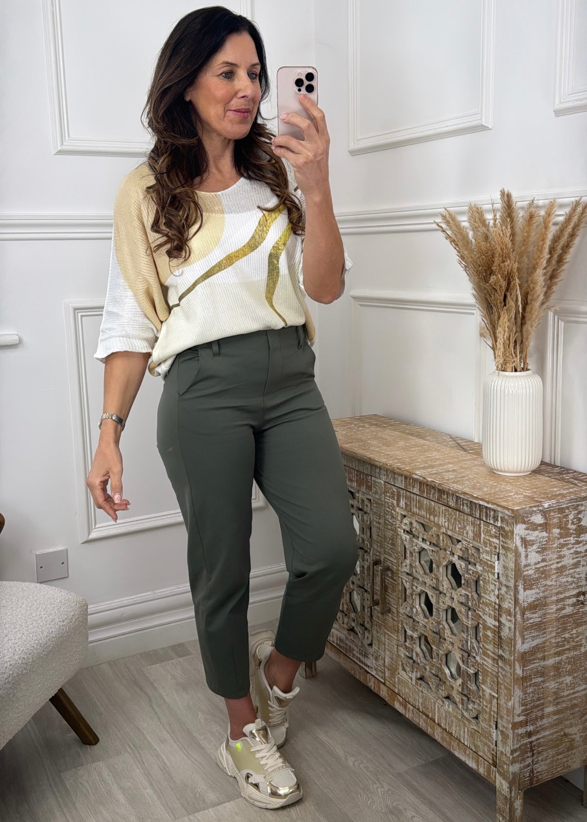 Harper Beige Gold Detail Top