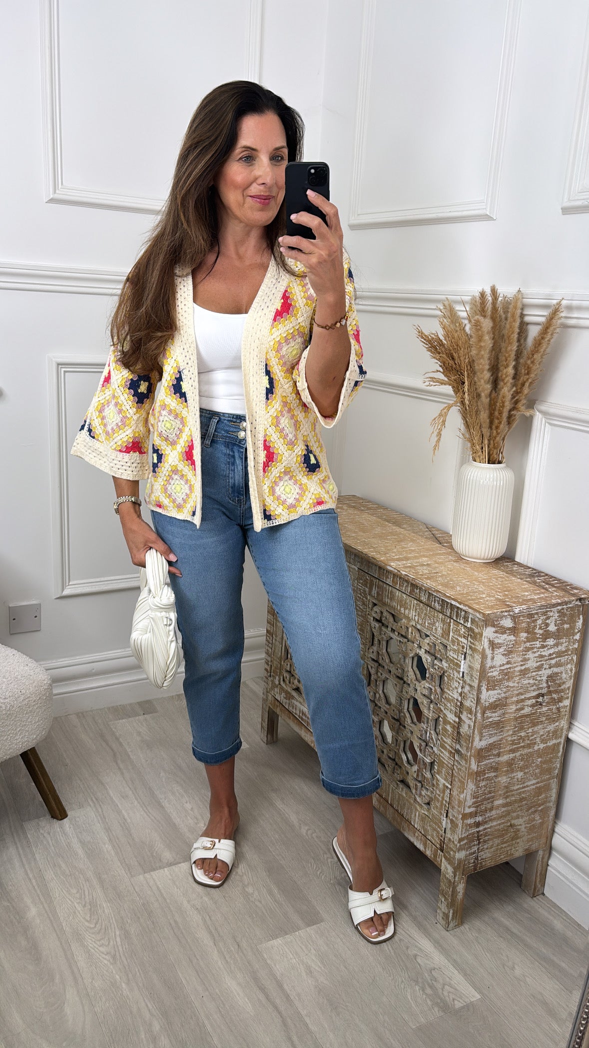 Kym Yellow Crochet Knit Cardigan