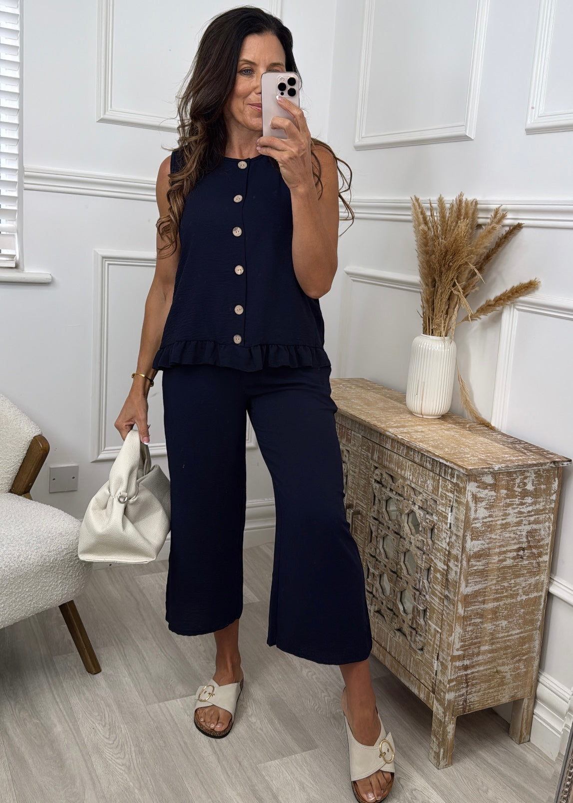 Nessa Navy Frill Detail Set