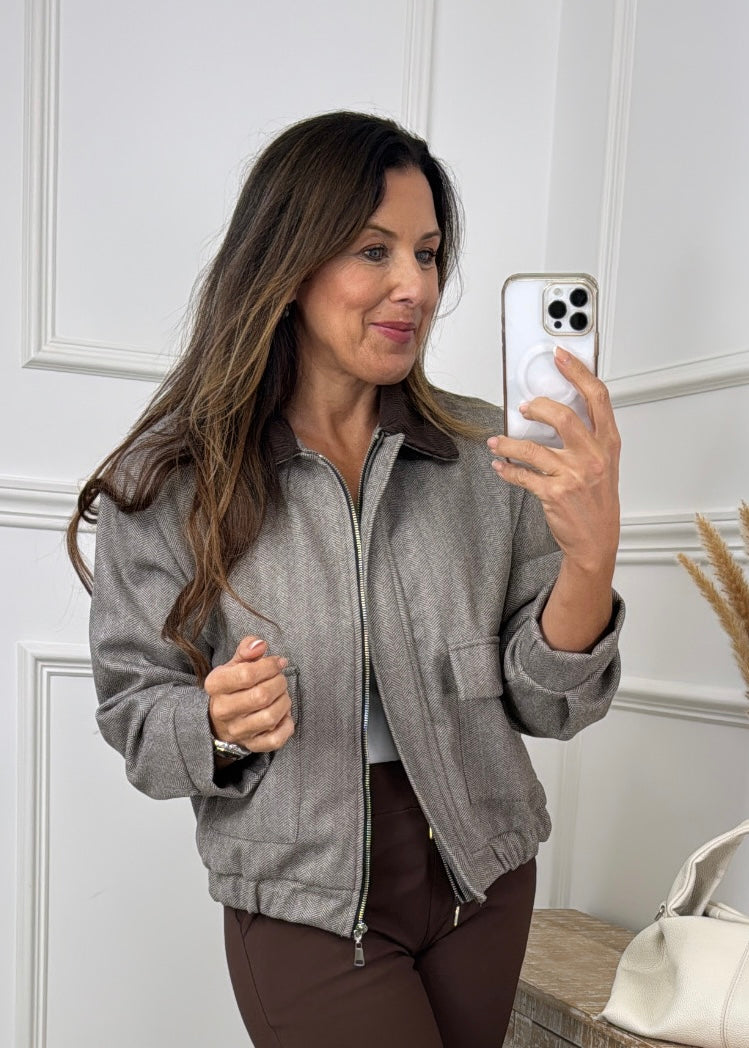 Carriann Brown Suedette Collar Jacket