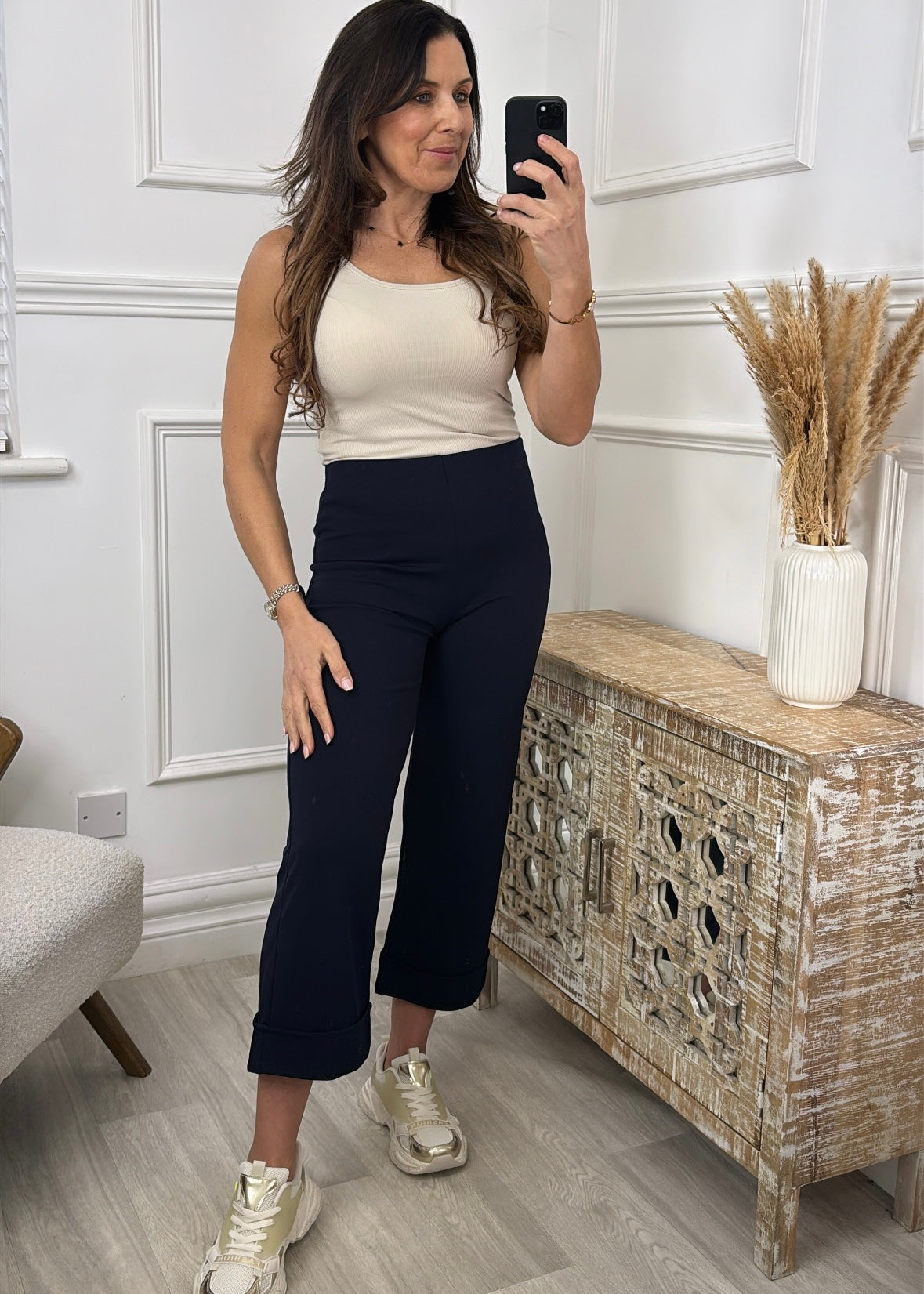 Novah Navy Straight Leg Trousers