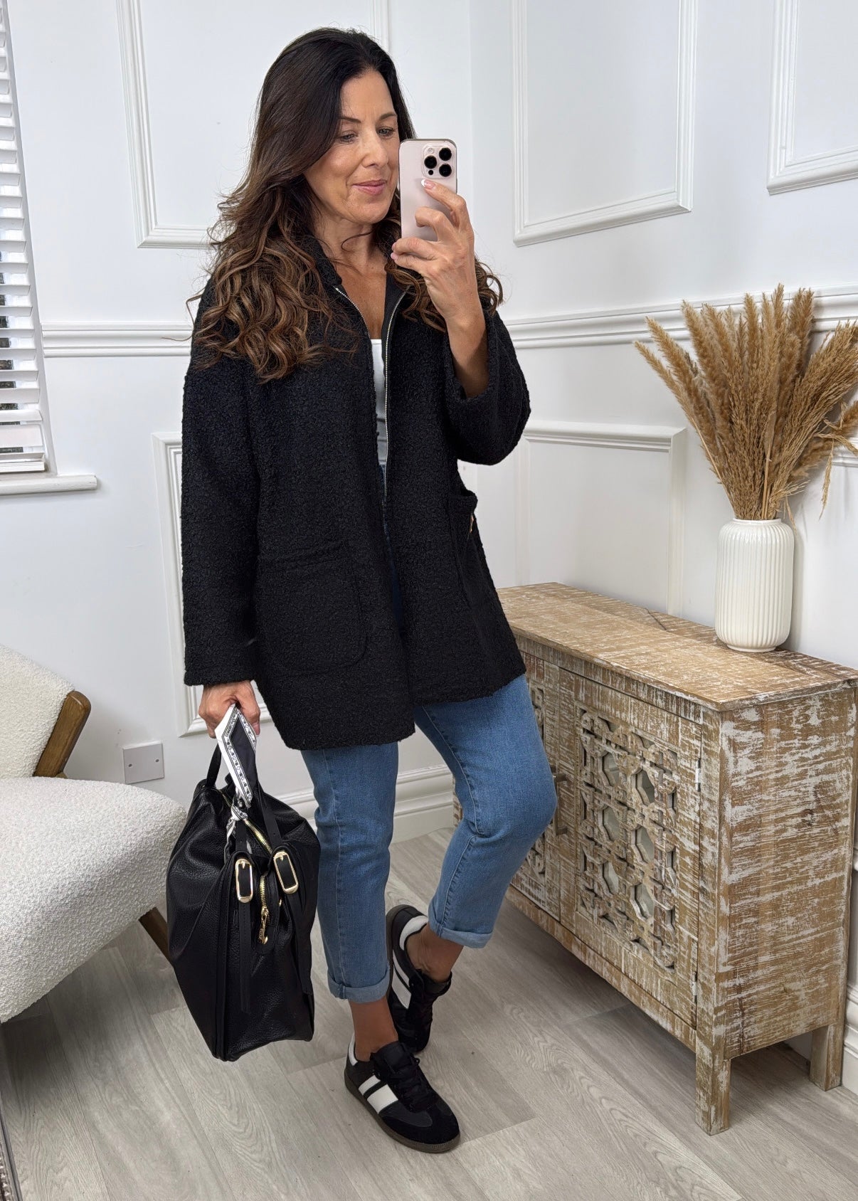 Kylie Black Hooded Coatigan