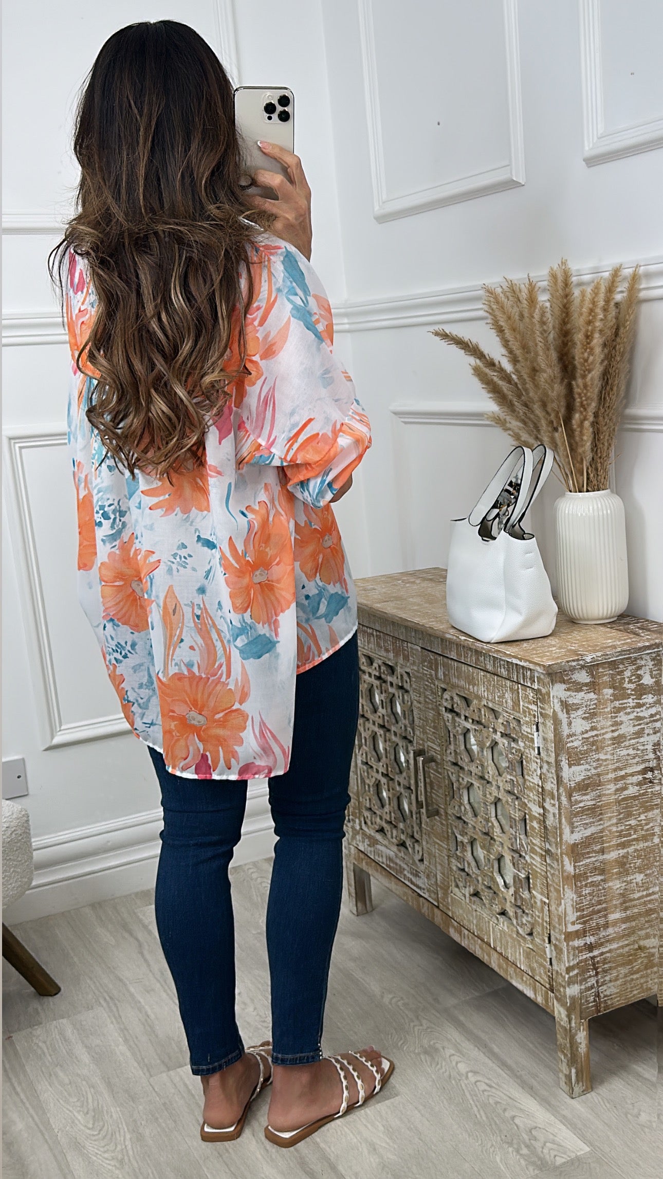 Winifred Orange Flower Blouse