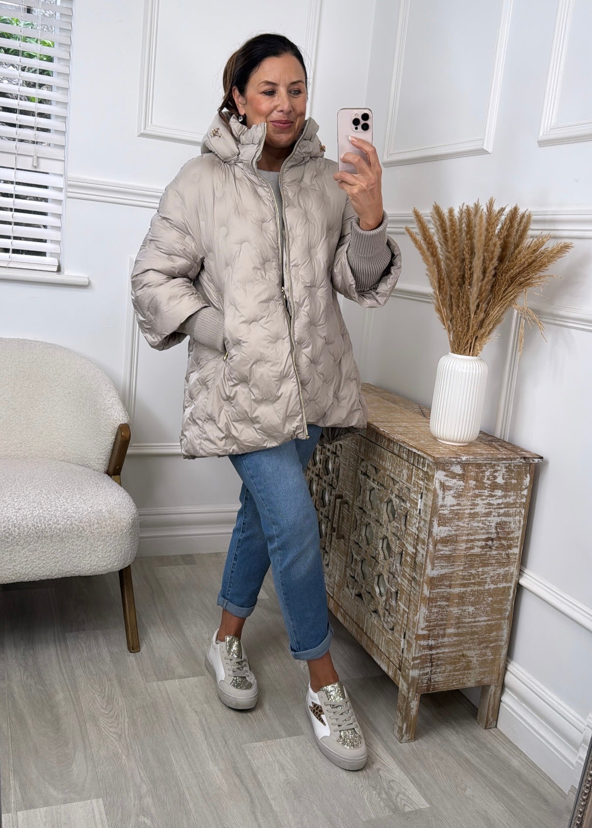 Hallie Beige Tube Cuff Jacket