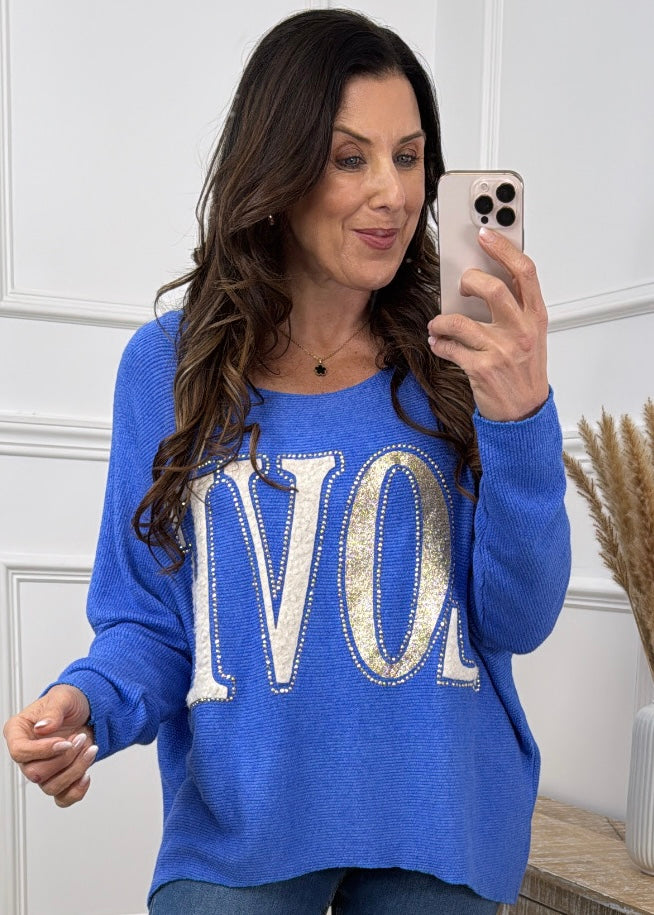 Jill Royal Blue LOVE Top