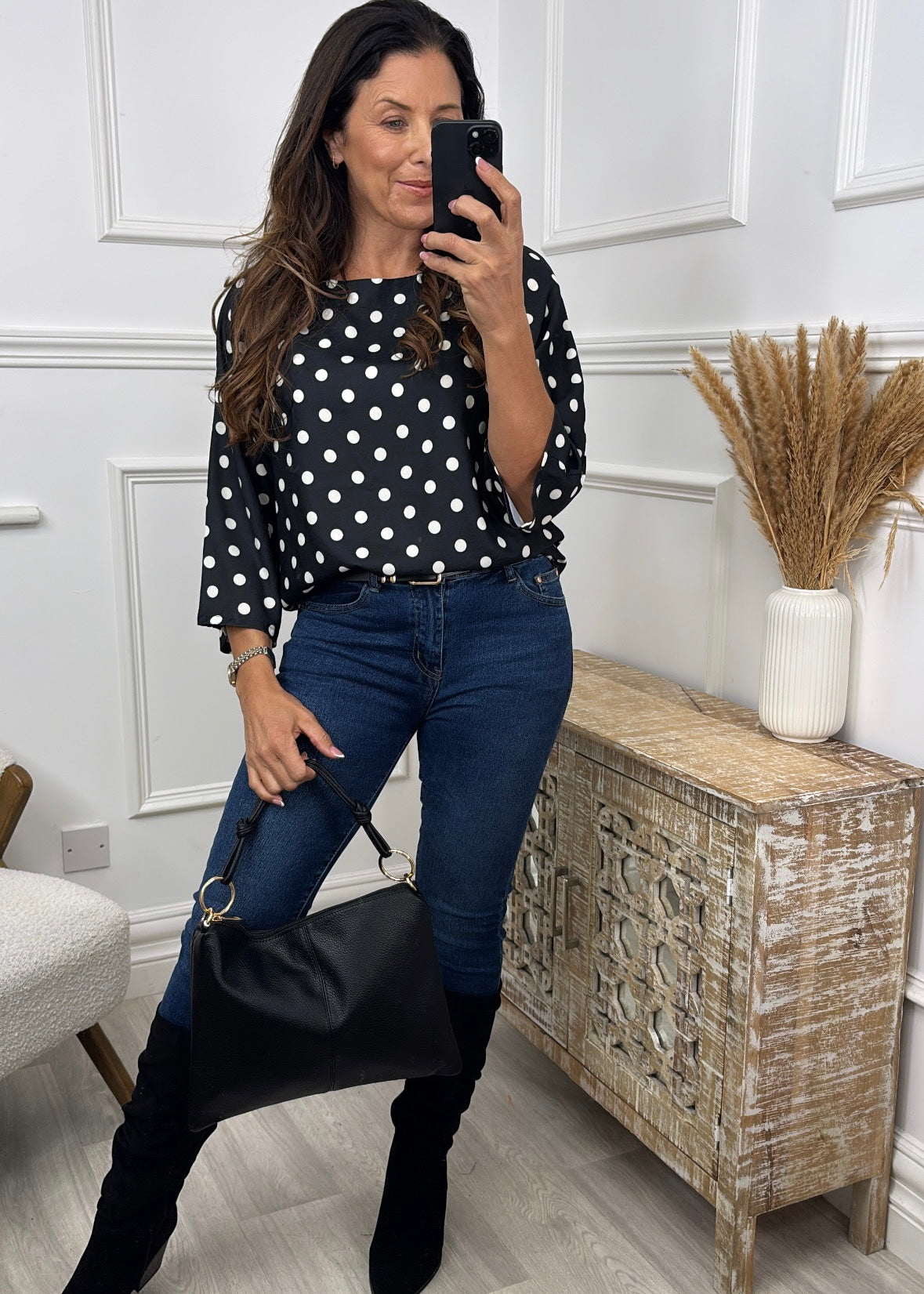 Vera Black Polka Dot Top