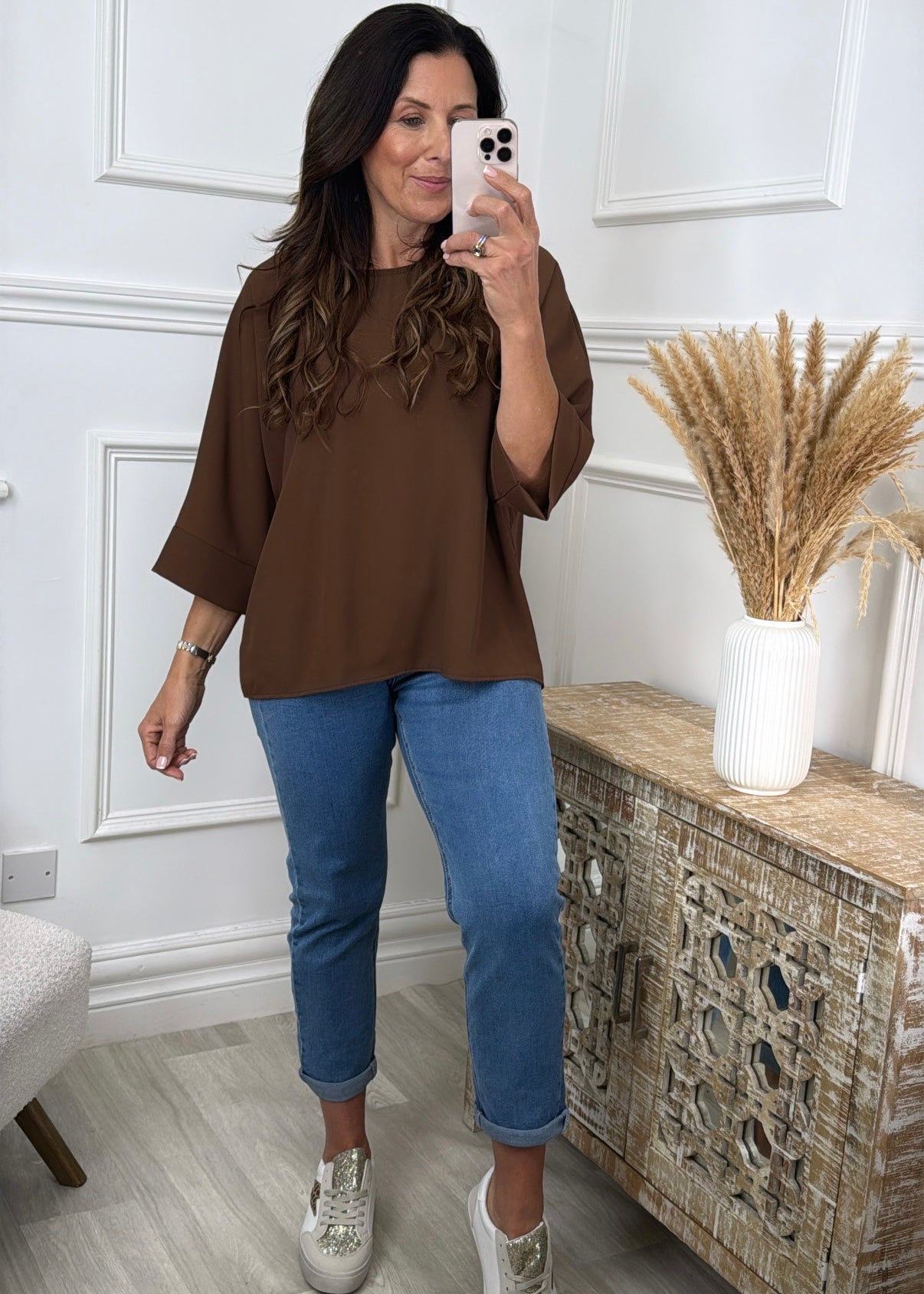 Cliona Brown Flowing Blouse