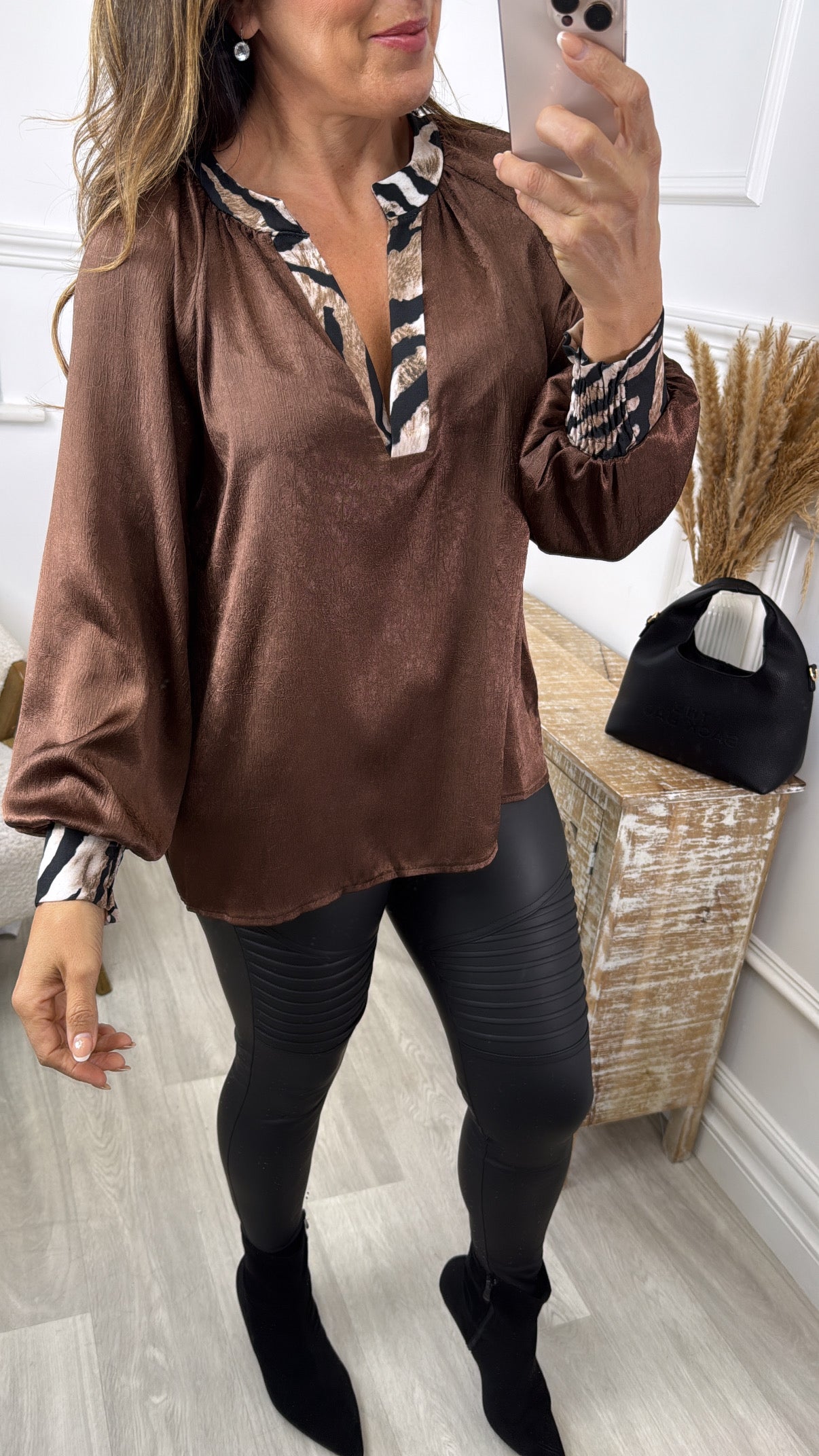 Sunnie Brown Zebra Trim Top