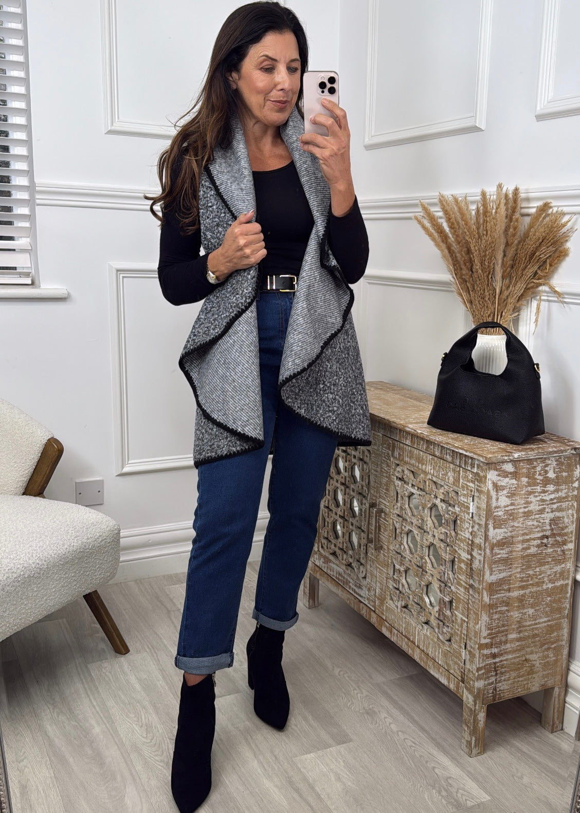 Dorothy Grey Border Stitch Waistcoat