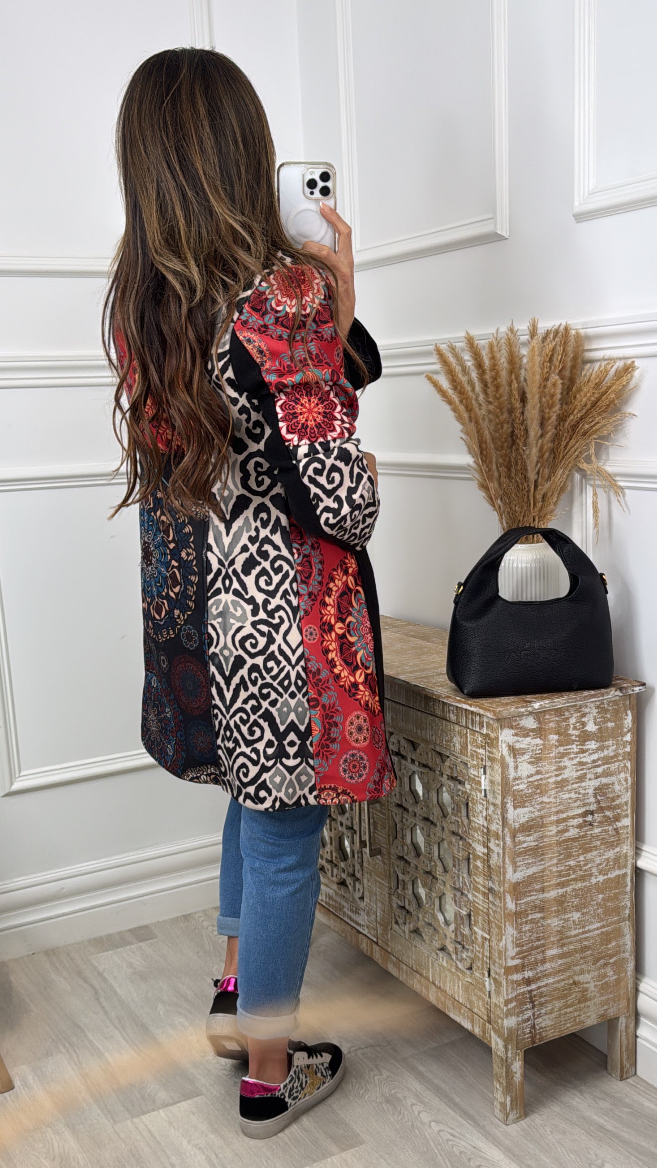 PRE ORDER: Dessy Black Multi Print Coat