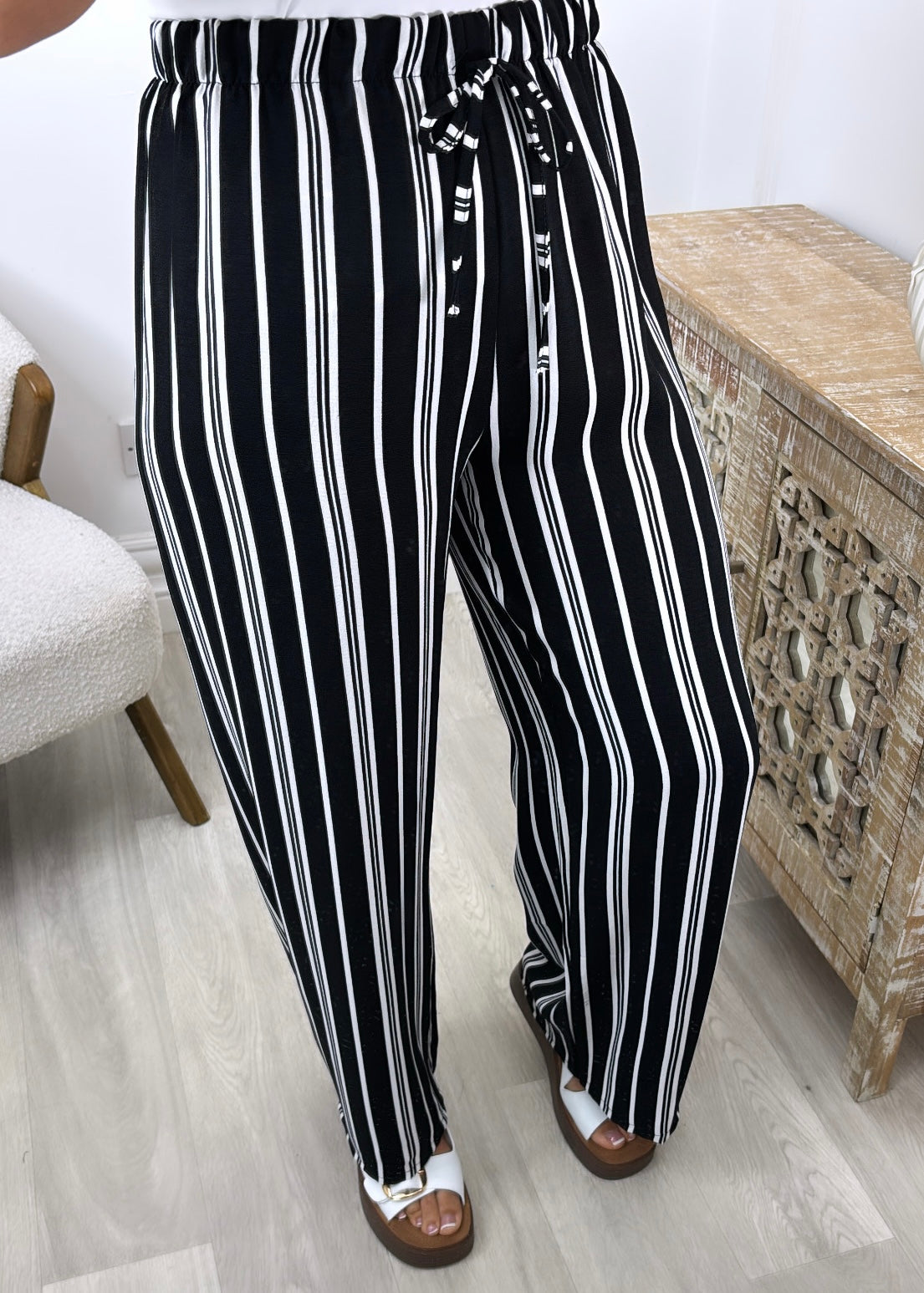 Sallyann Black Striped Pants