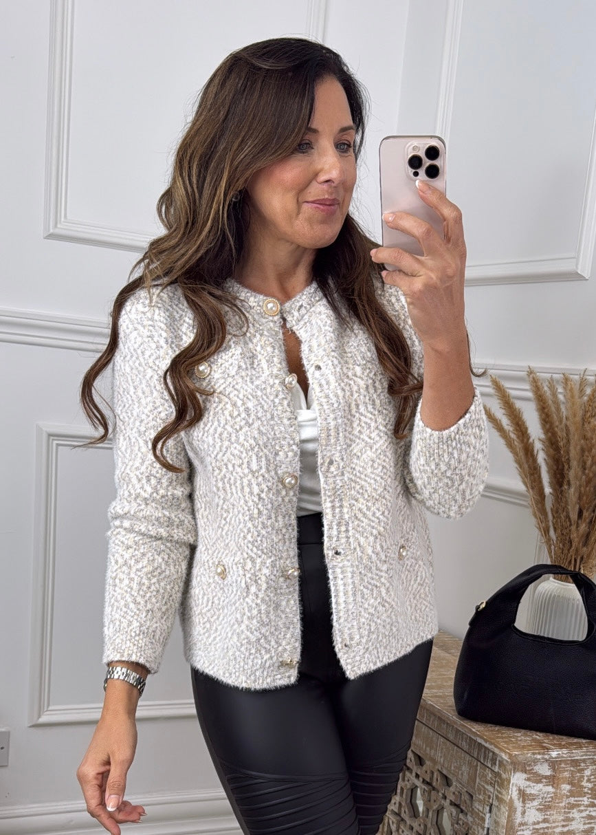 Kaia Taupe Button Cardigan