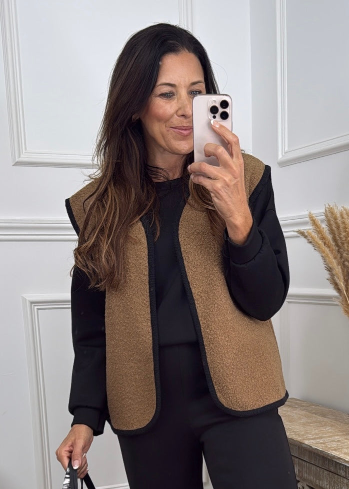 Eilis Camel Piping Detail Vest
