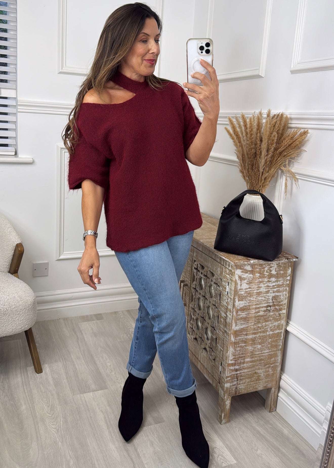 Giovanna Wine High Neck Knit