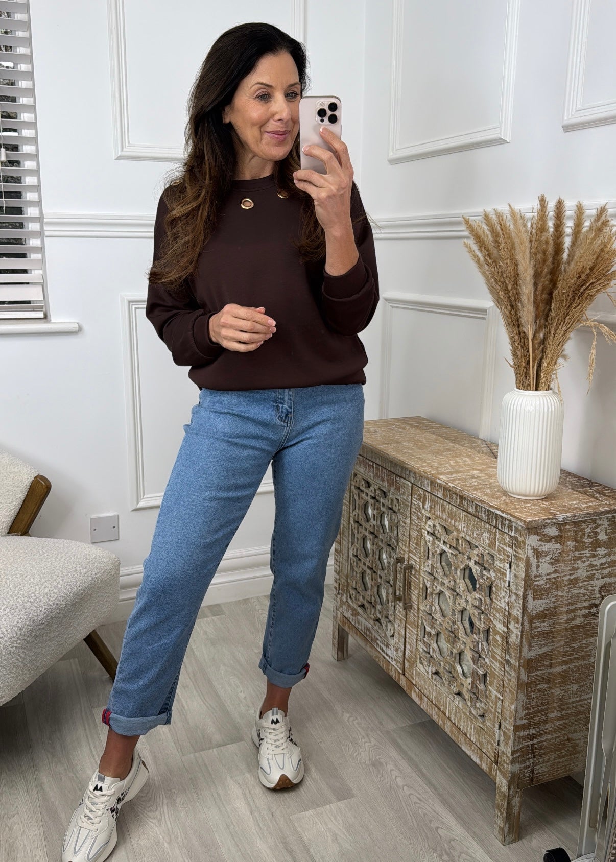 Katie Brown Gold Eyelet Sweatshirt
