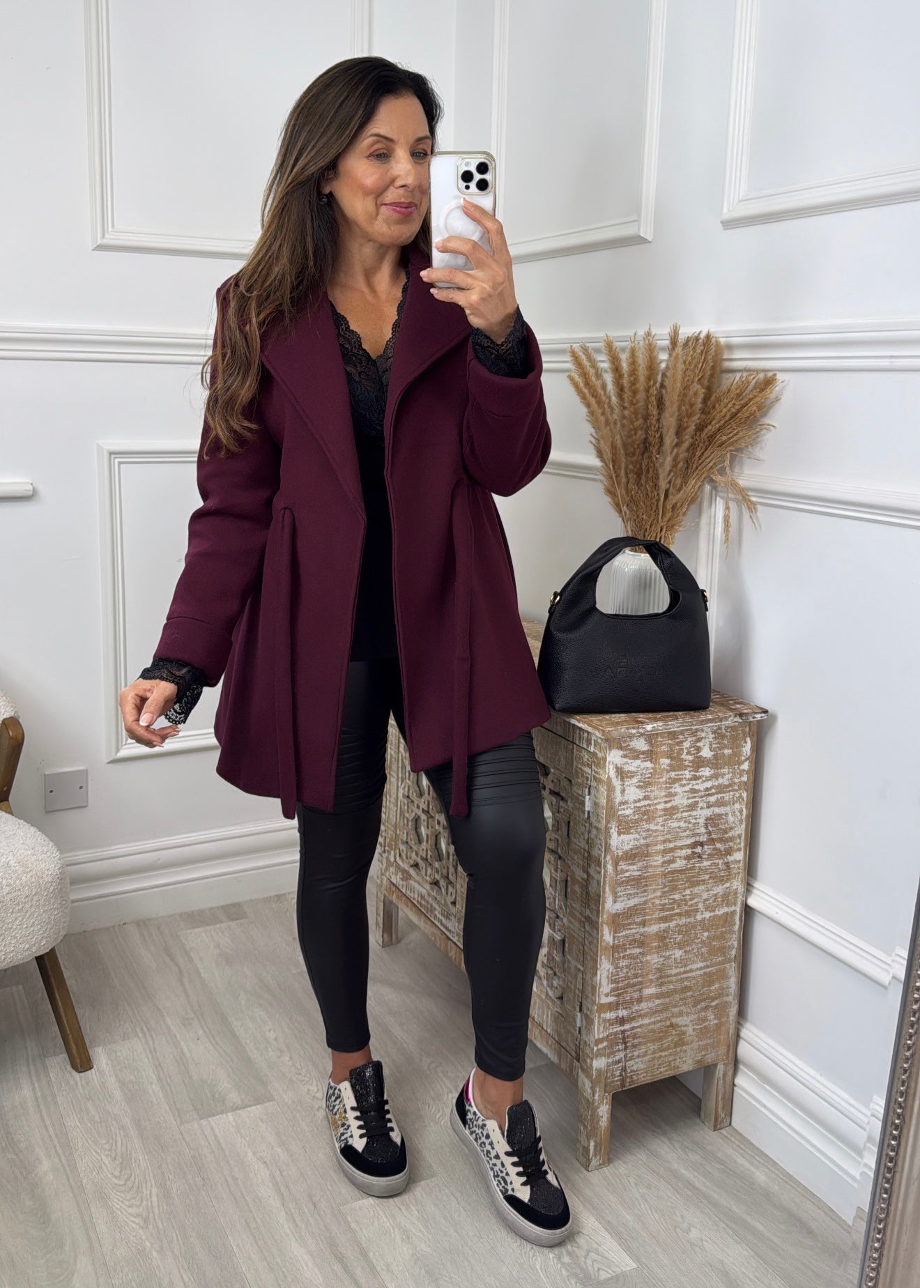 Rosie Wine Belted Jacket
