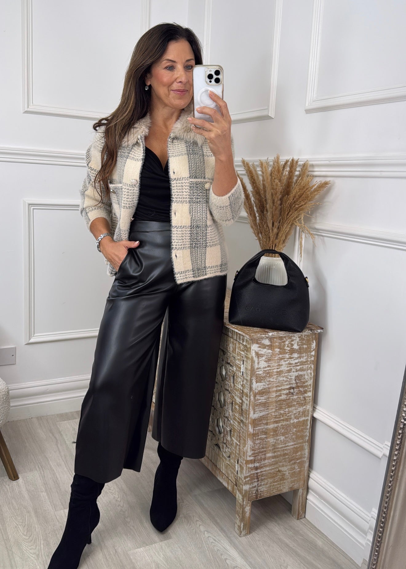 Jovie Cream Fur Collar Cardigan