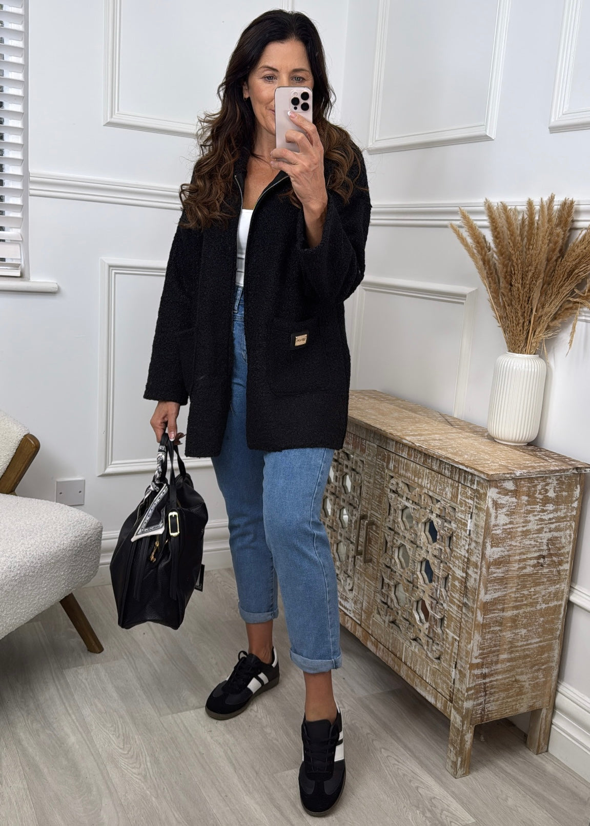 Kylie Black Hooded Coatigan