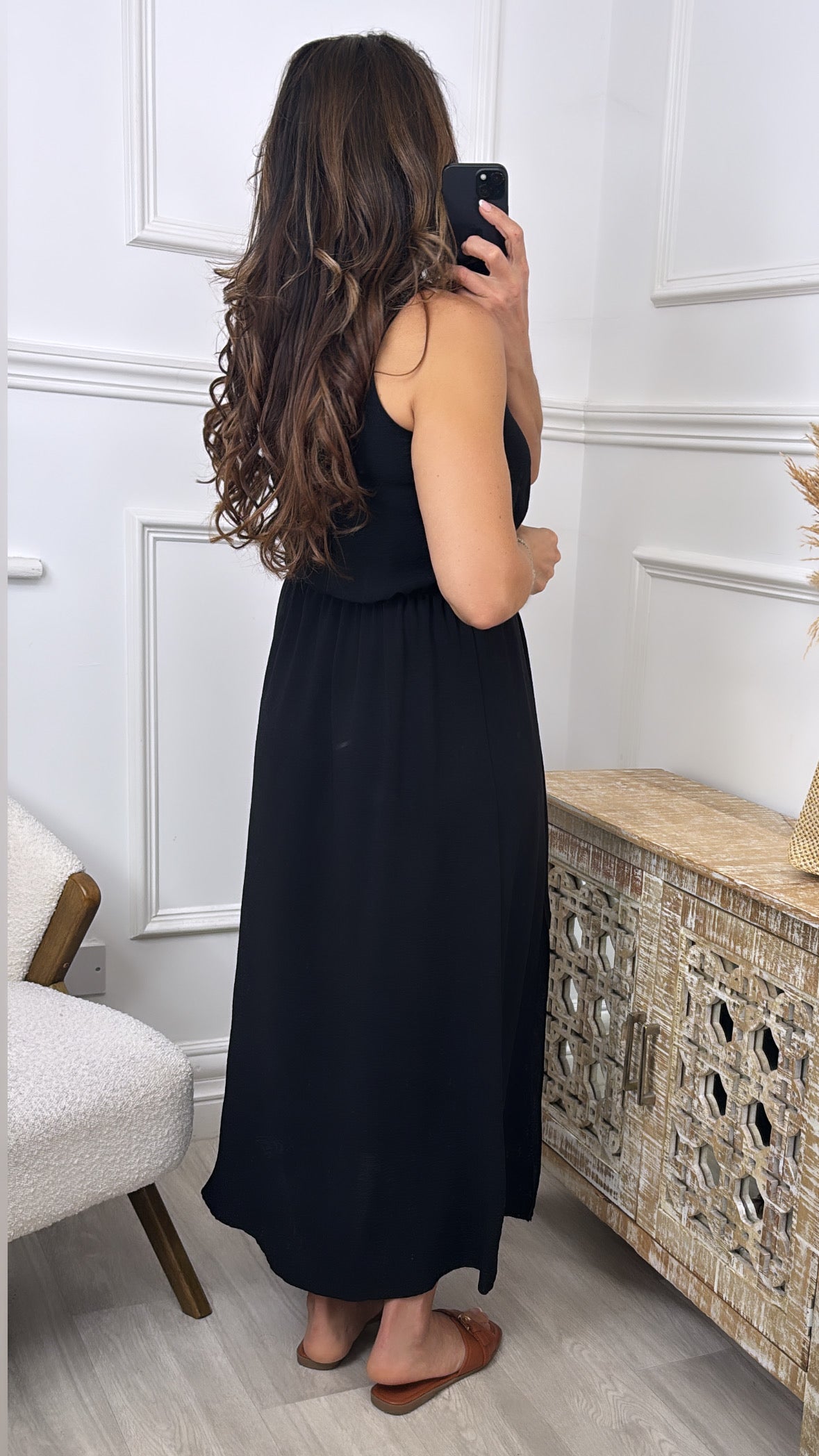 Moira Black High Neck Maxi Dress with Necklace