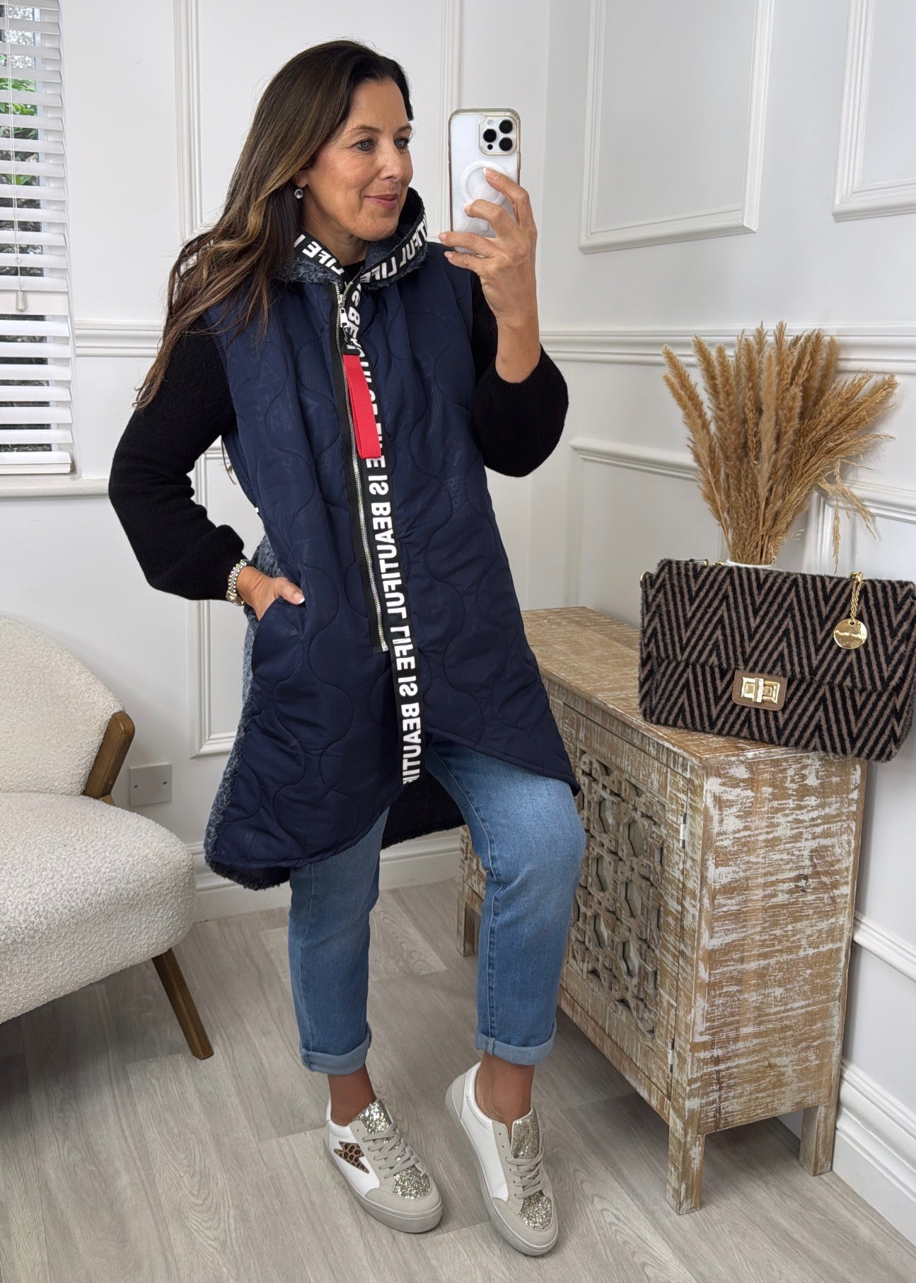 Ceoline Navy Gilet with Back Detail